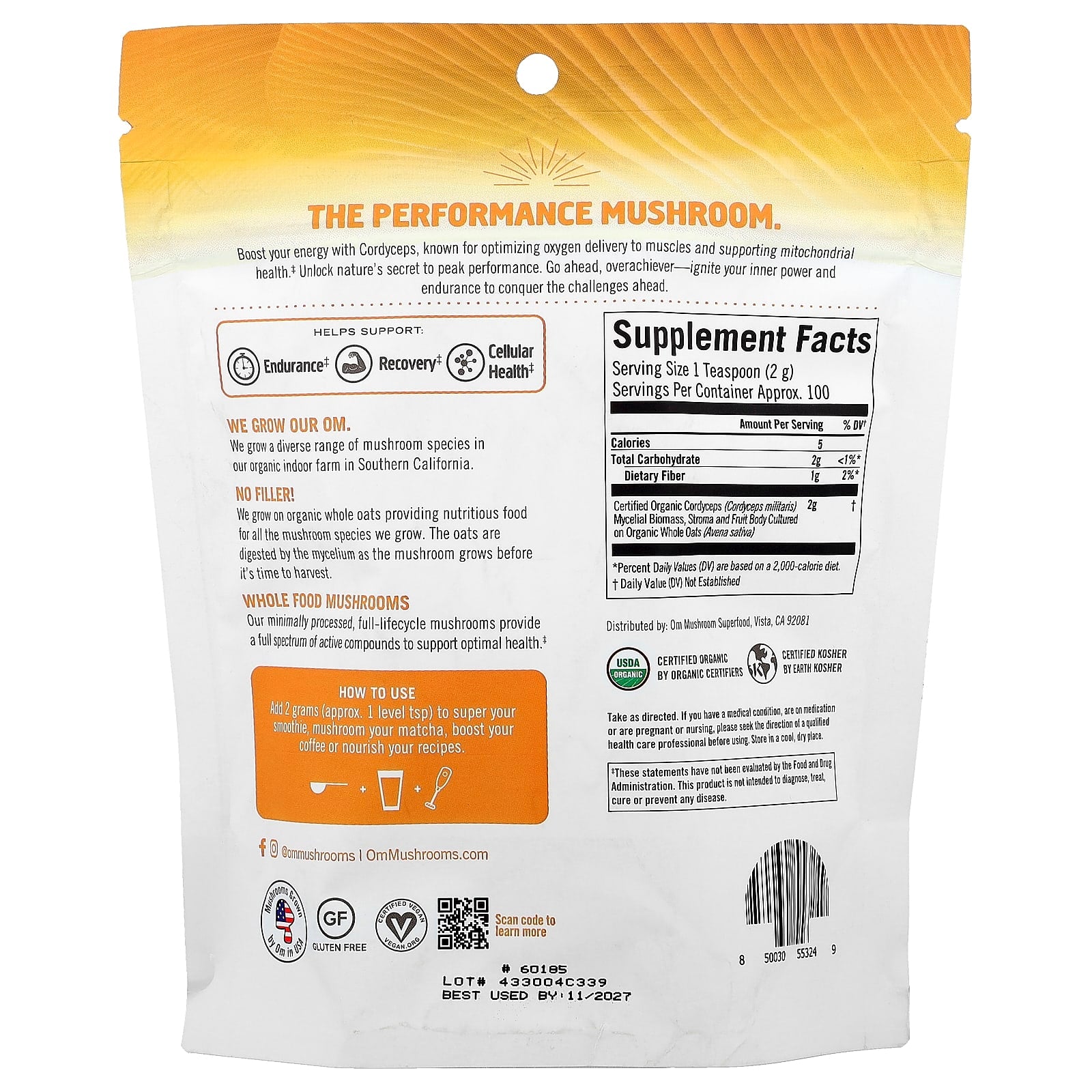 Om Mushrooms, Mushroom Powder, Cordyceps, 7.05 oz (200 g) - Image 2