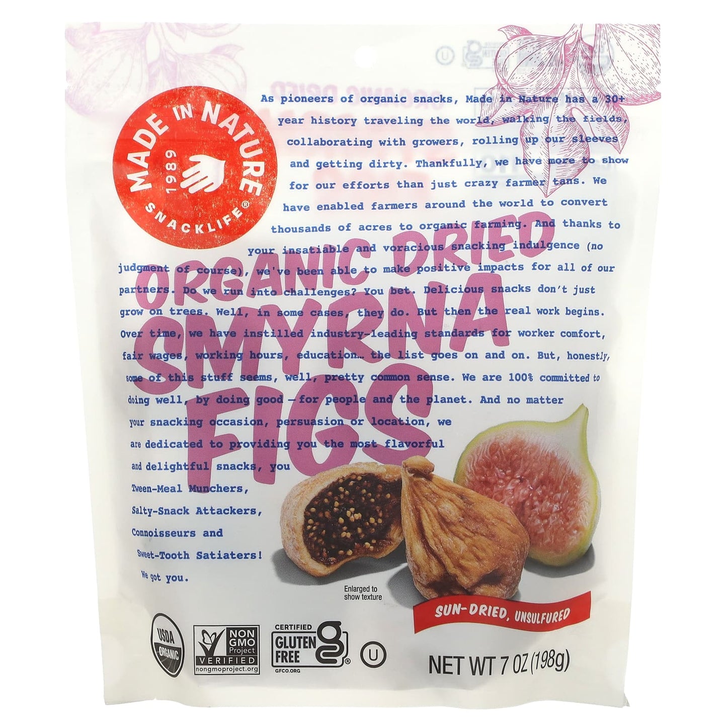 Made in Nature, Organic Dried Smyrna Figs, 7 oz (198 g) - Image 1