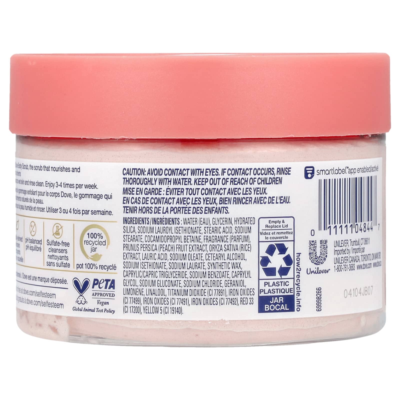 Dove White Peach Crushed Rice Body Scrub, 10.5 oz, Sulfate-Free & Vegan - Image 2