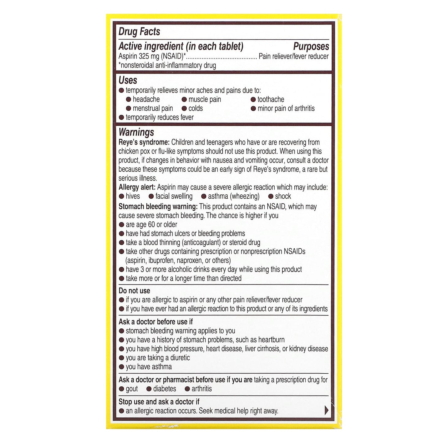 Bayer Aspirin 325 mg, 100 Coated Tablets for Pain Relief - Image 2