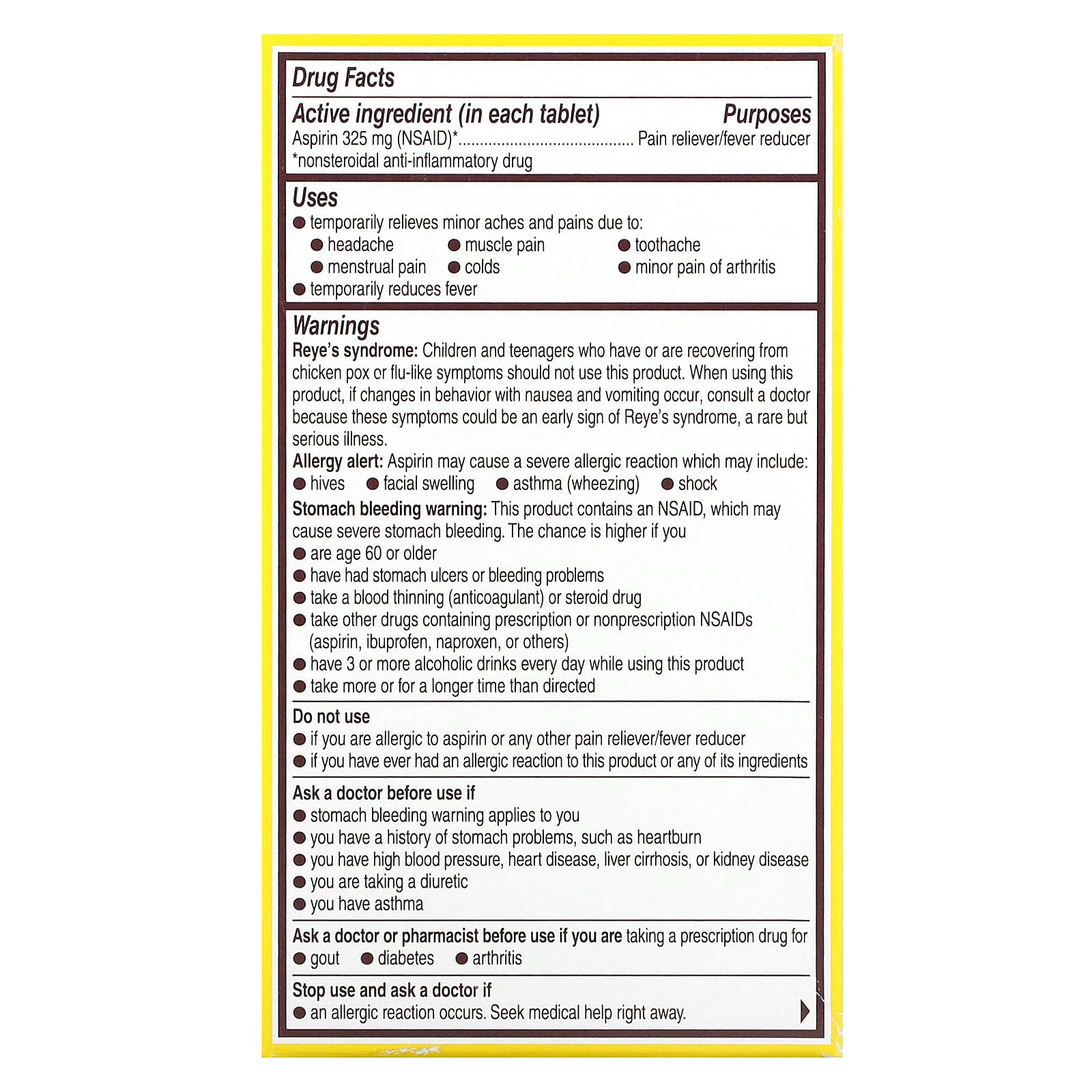 Bayer Aspirin 325 mg, 100 Coated Tablets for Pain Relief - Image 2