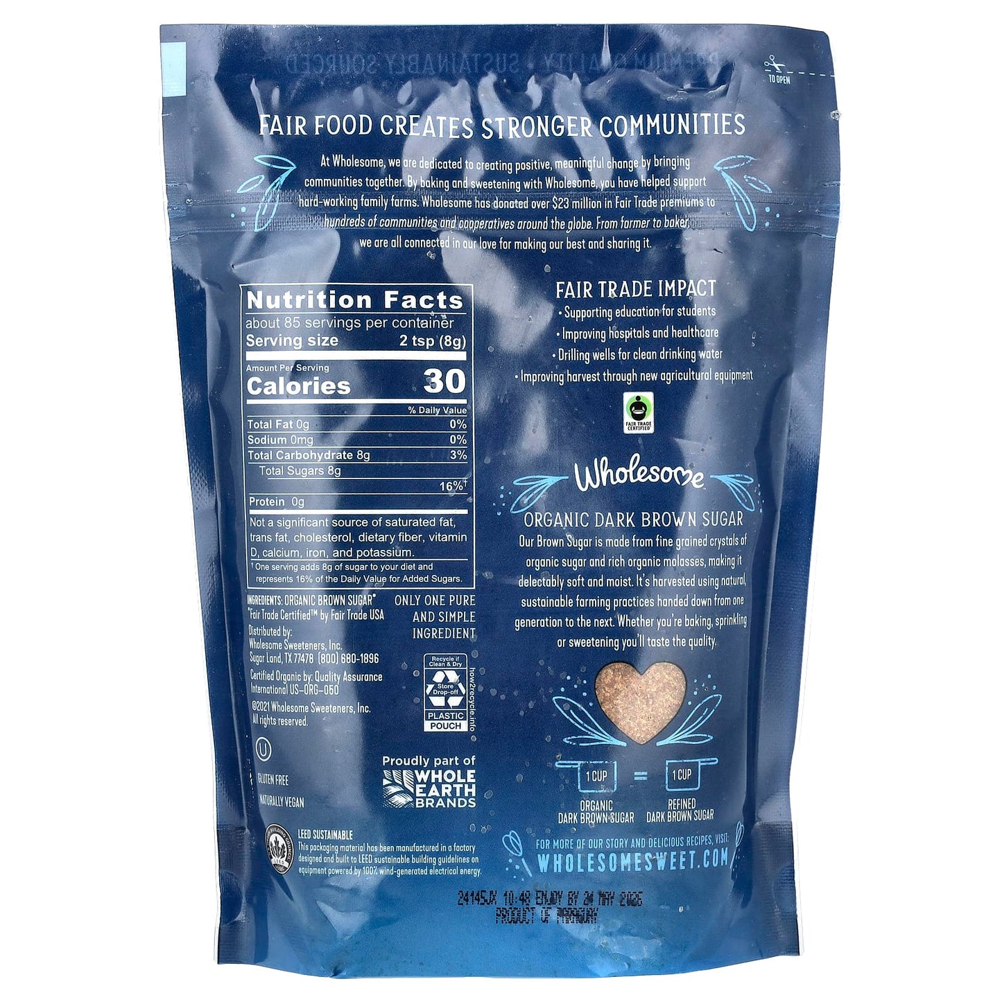 Wholesome Sweeteners, Organic Dark Brown Sugar, 24 oz (680 g) - Image 2