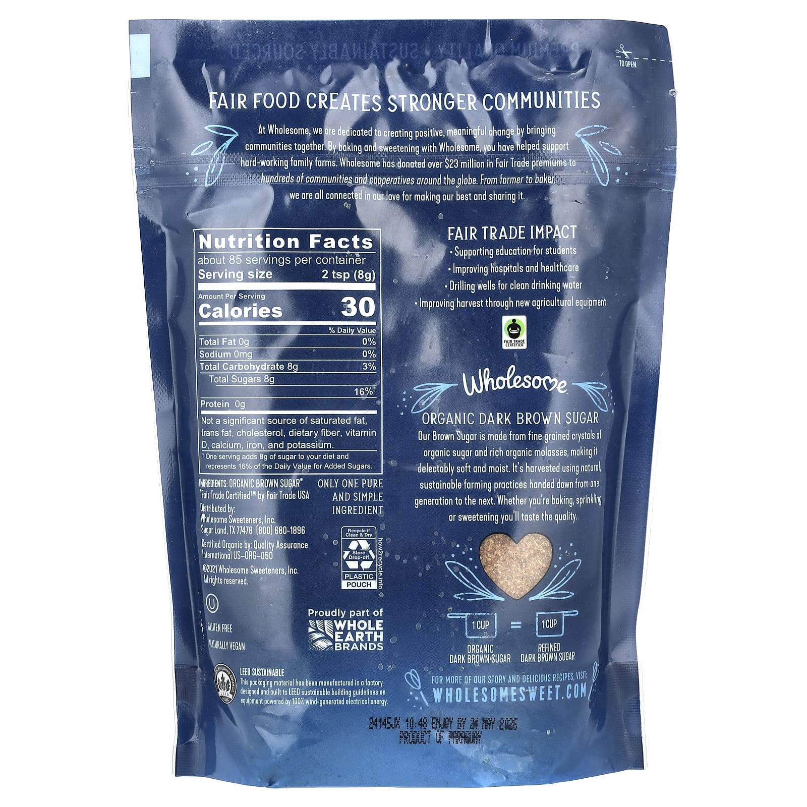 Wholesome Sweeteners, Organic Dark Brown Sugar, 24 oz (680 g) - Image 2
