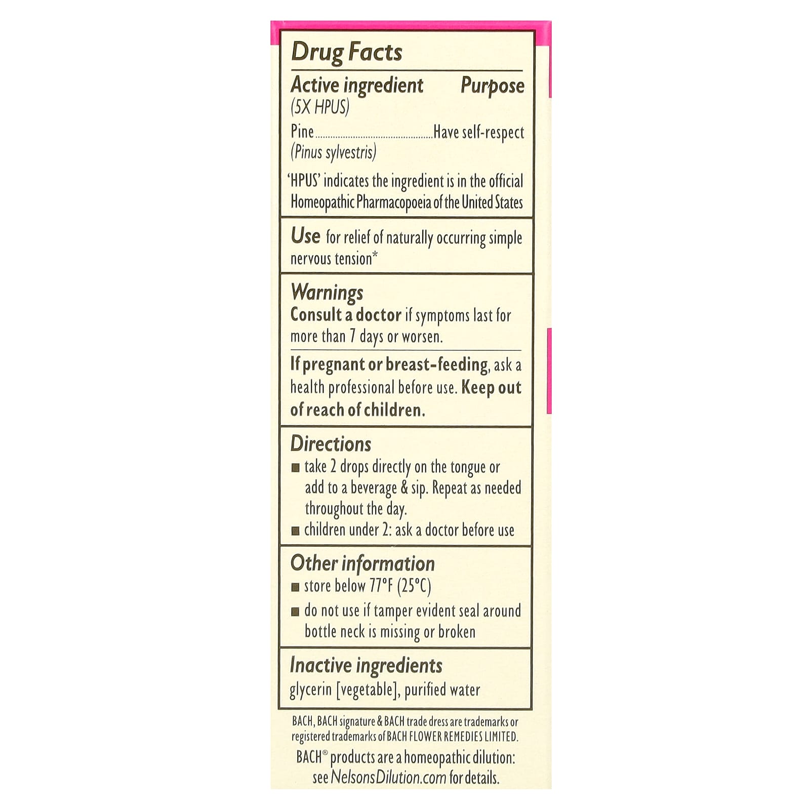 Bach Original Flower Remedies Pine Supplement for Anxiety Relief 0.35 fl oz - Image 2