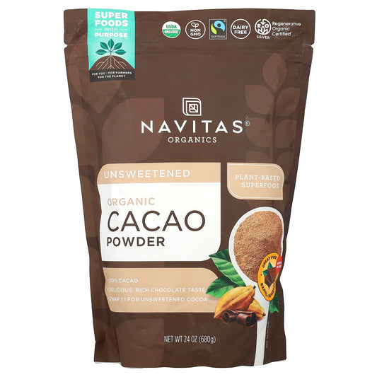 Navitas Organics, Organic Cacao Powder, Unsweetened, 24 oz (680 g) - Image 1