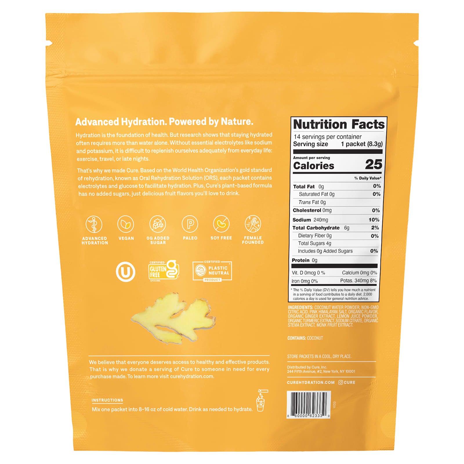 Ginger Turmeric Hydration Packets | Electrolyte Mix | Cure Hydration - Image 2