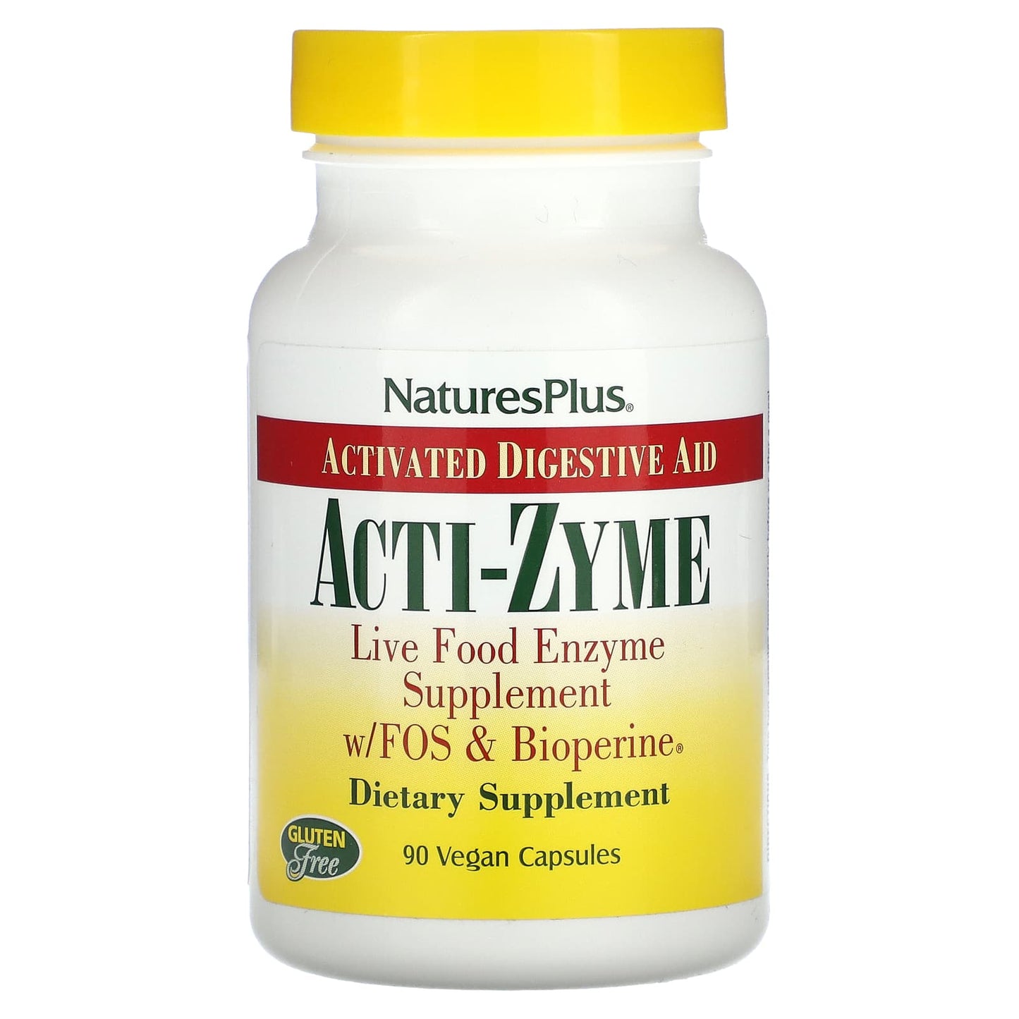 NaturesPlus, Acti-Zyme, Activated Digested Aid, 90 Vegan Capsules - Image 1