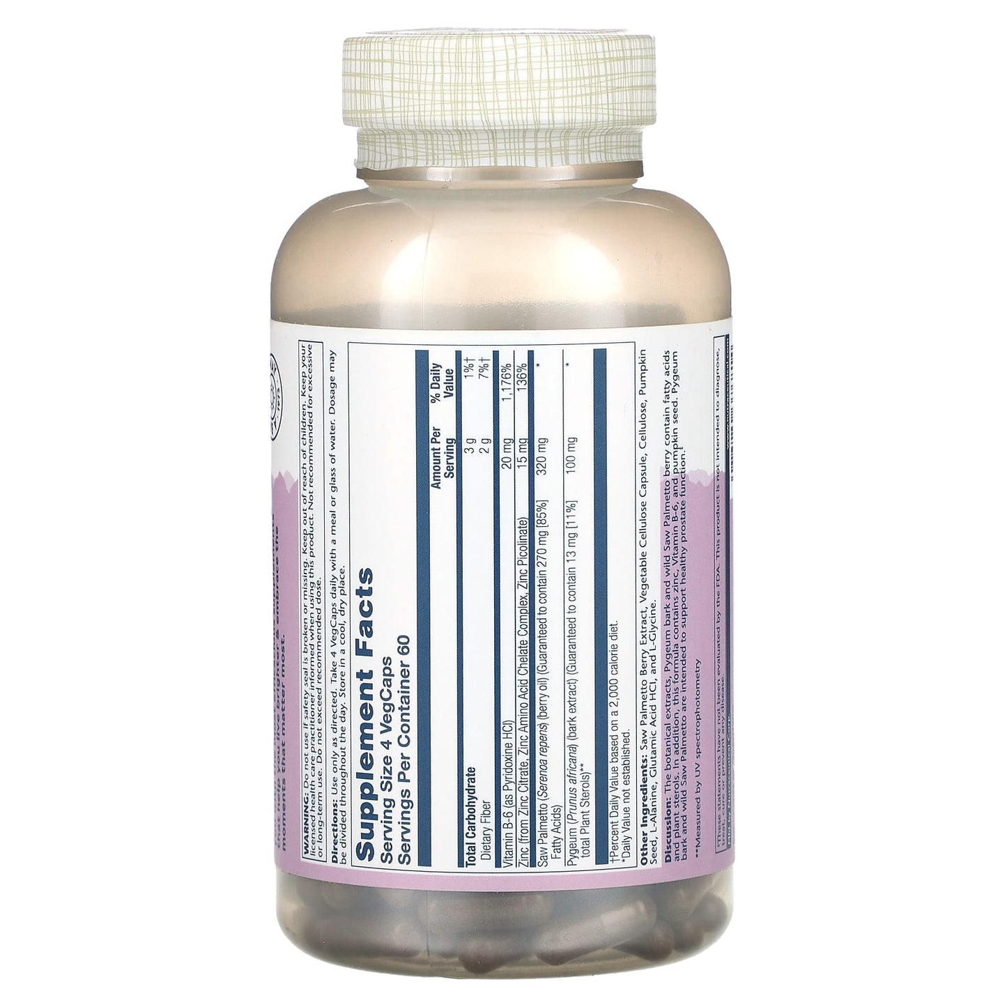 Solaray, Vital Extracts, Saw Palmetto & Pygeum, 420 mg, 240 VegCaps - Image 2