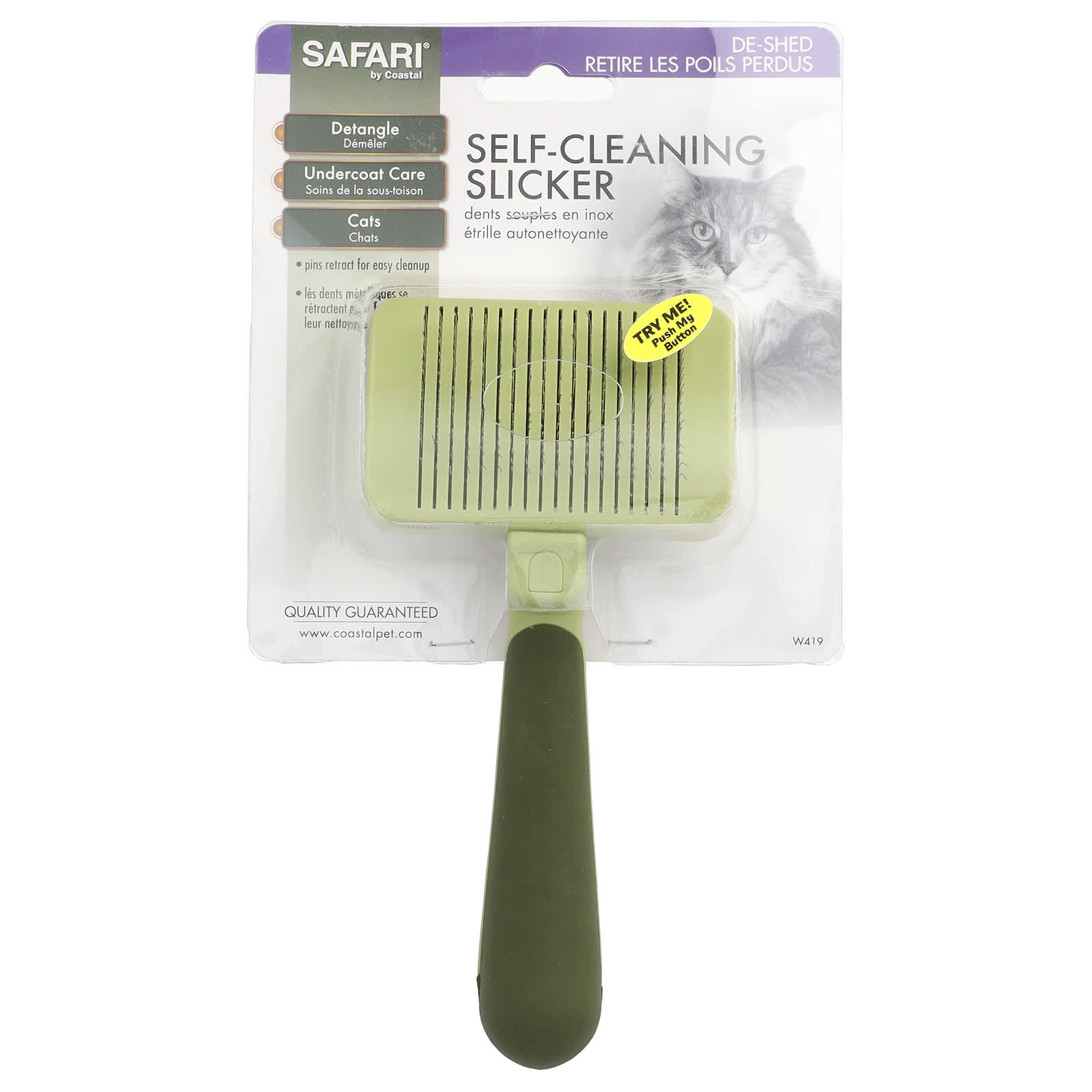 Safari, Self-Cleaning Slicker Brush for Cats, 1 Slicker Brush - Image 1