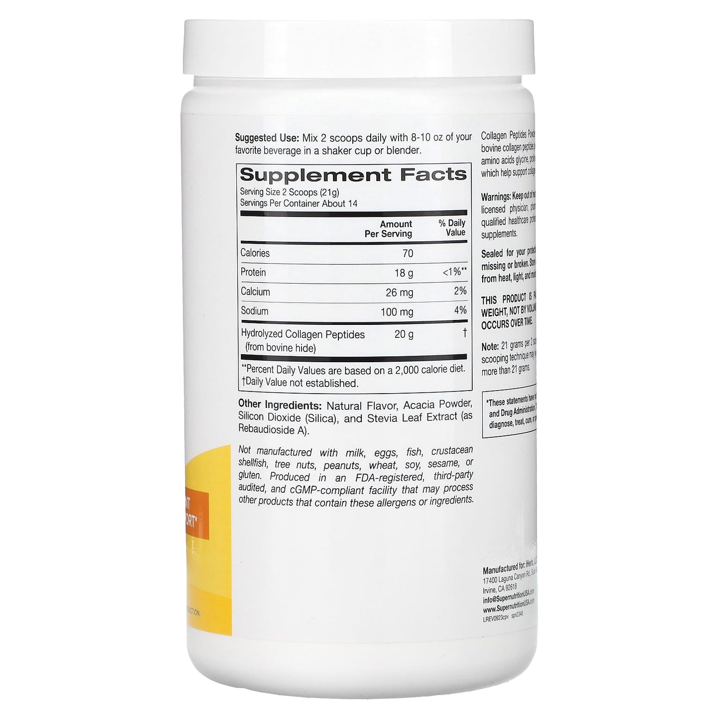 Super Nutrition Collagen Peptides for Hair, Skin, and Joints - Vanilla - Image 2