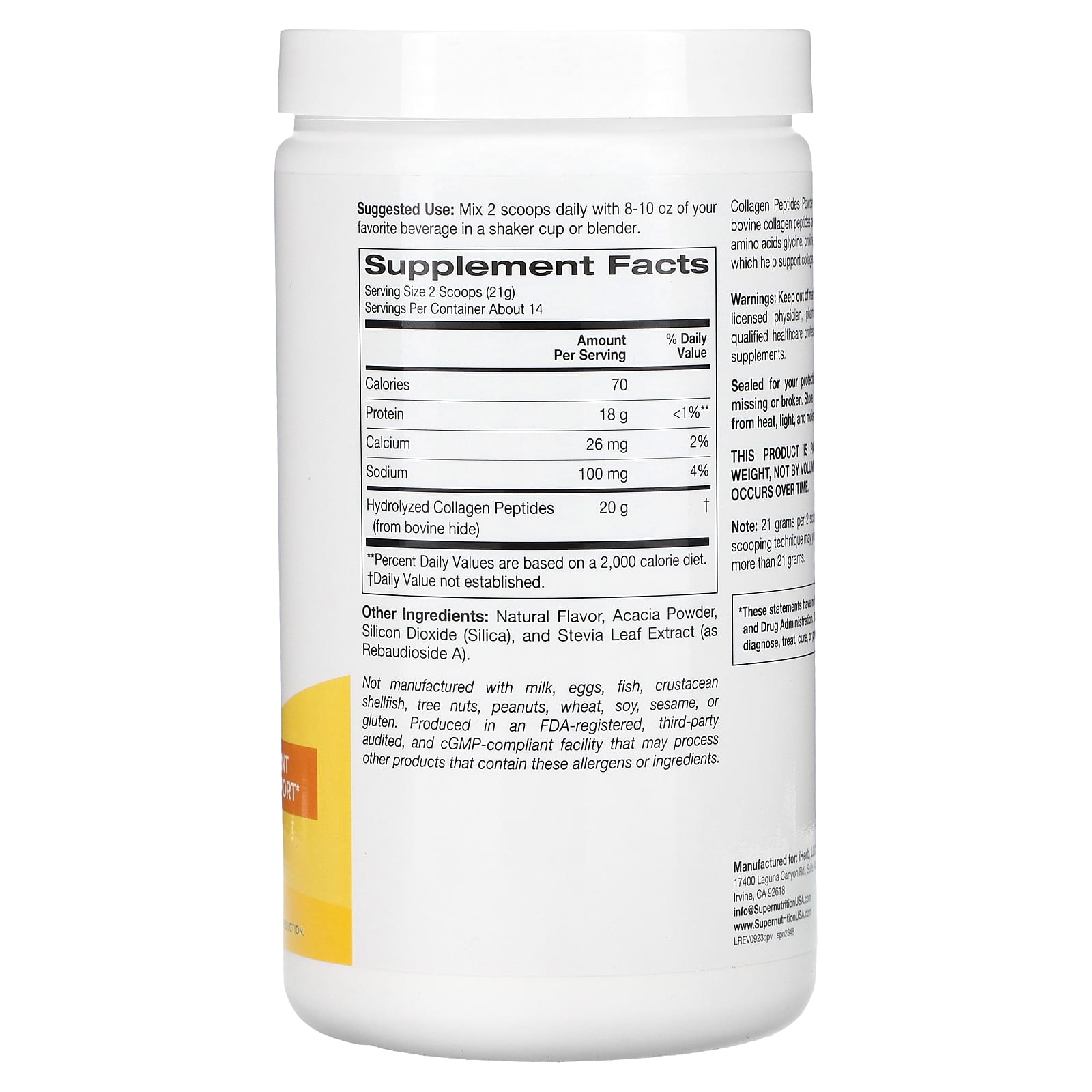 Super Nutrition Collagen Peptides for Hair, Skin, and Joints - Vanilla - Image 2
