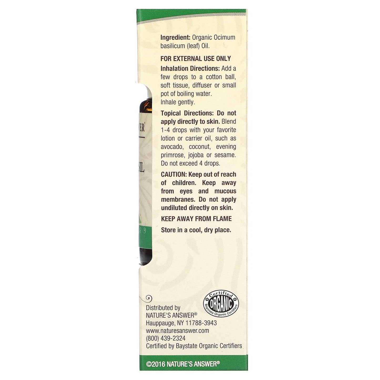 Nature's Answer, 100% Pure Organic Essential Oil, Sweet Basil, 0.5 fl oz (15 ml) - Image 2
