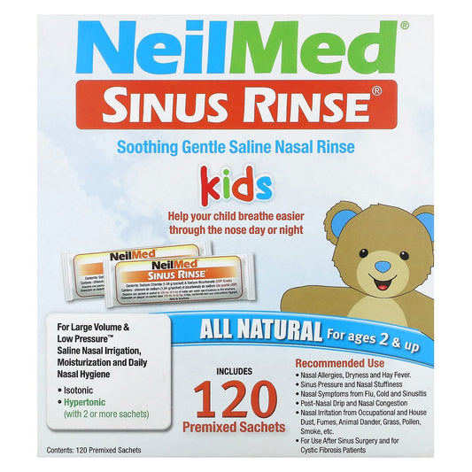 NeilMed, Kids, Sinus Rinse, Ages 2 +, 120 Premixed Sachets, 0.037 oz (1.04 g) Each - Image 1