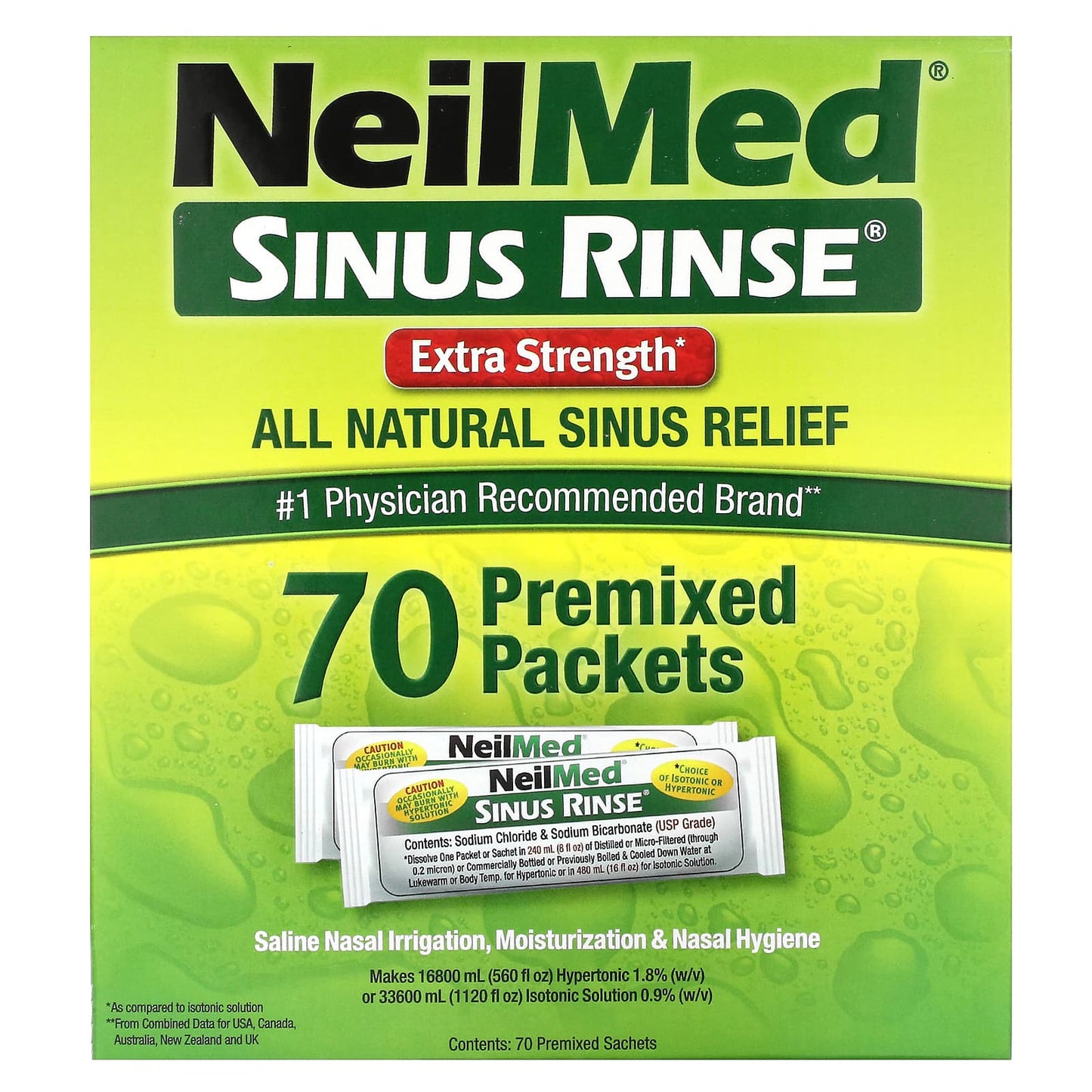 NeilMed, Sinus Rinse, Extra Strength, 70 Premixed Packets - Image 1