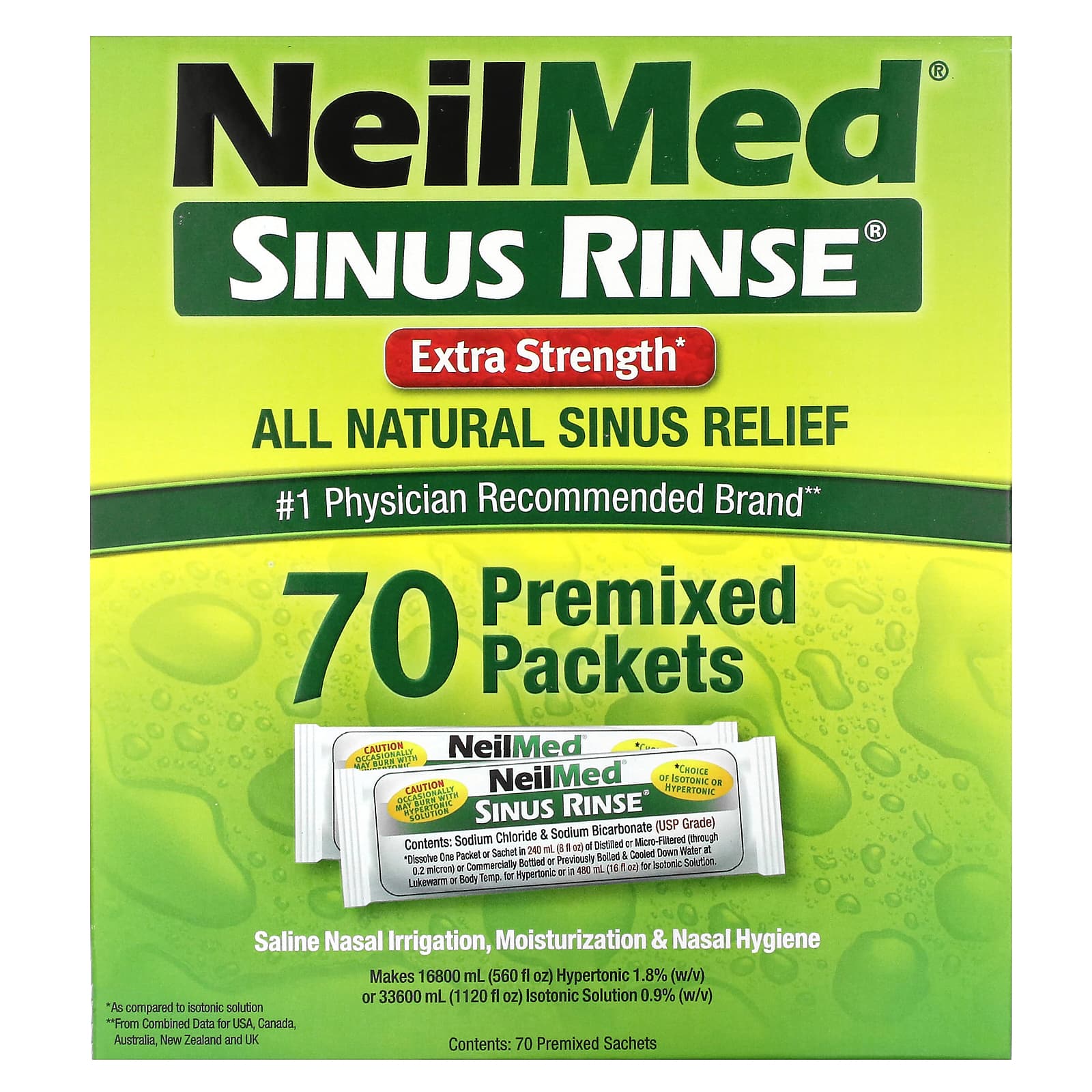 NeilMed, Sinus Rinse, Extra Strength, 70 Premixed Packets - Image 1