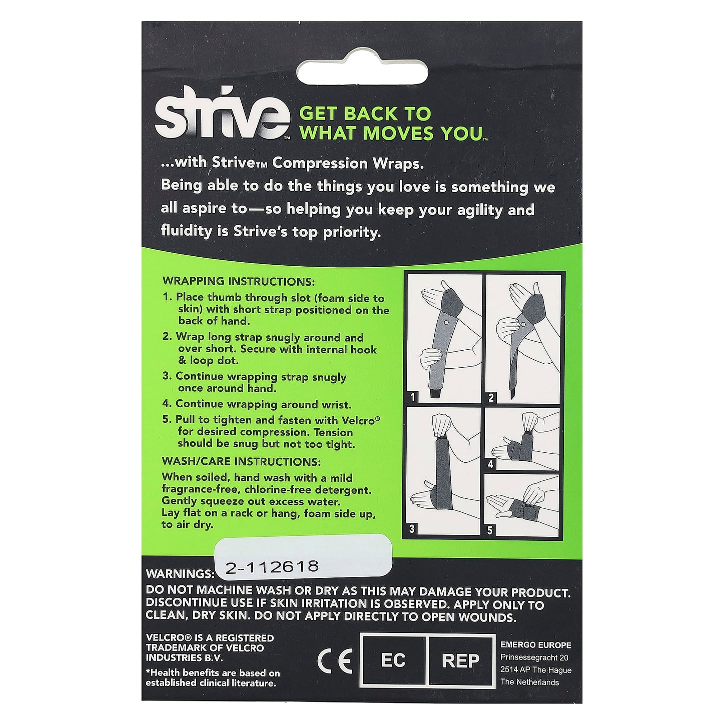 Strive, Left Wrist Compression Wrap, One Size Fits Most, 1 Count - Image 2