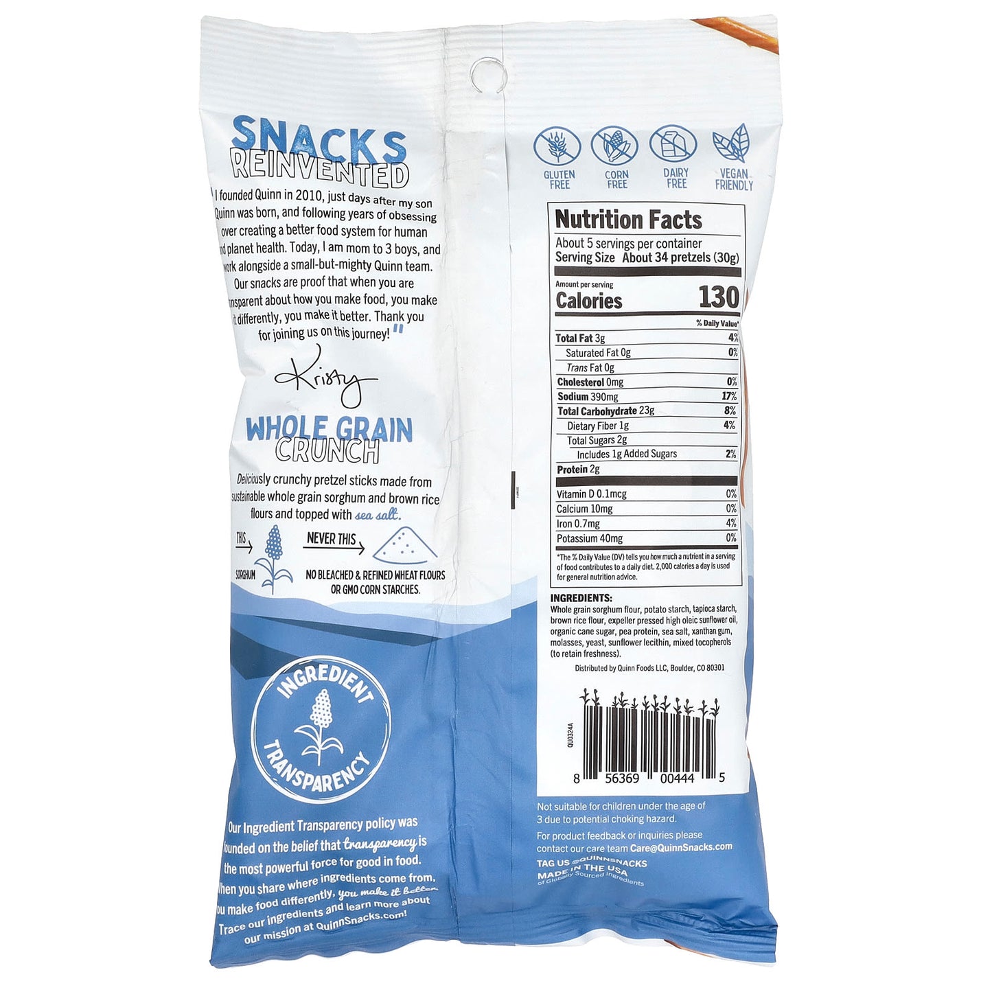 Quinn Snacks, Pretzel Sticks, Sea Salt, 5.6 oz (159 g) - Image 2