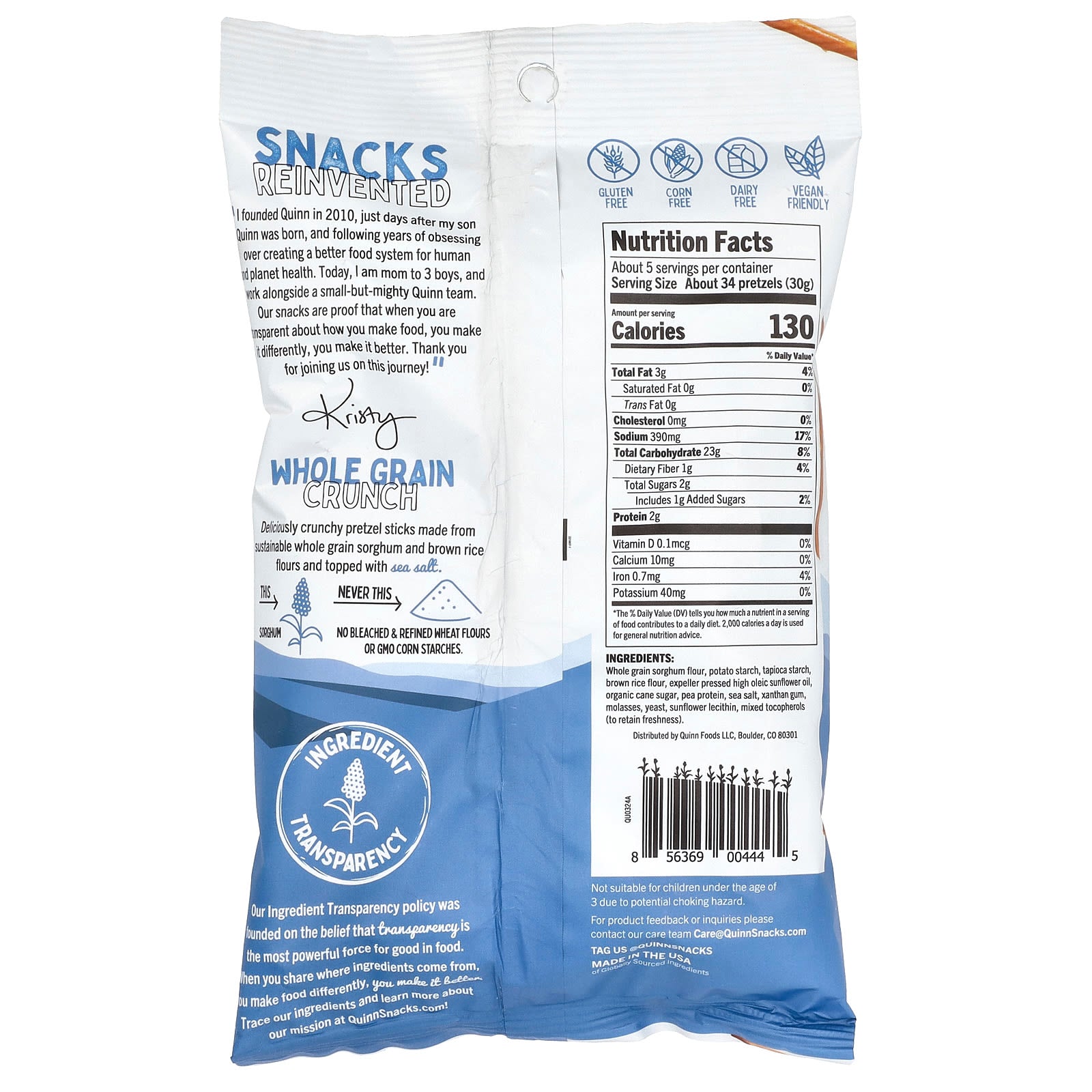 Quinn Snacks, Pretzel Sticks, Sea Salt, 5.6 oz (159 g) - Image 2