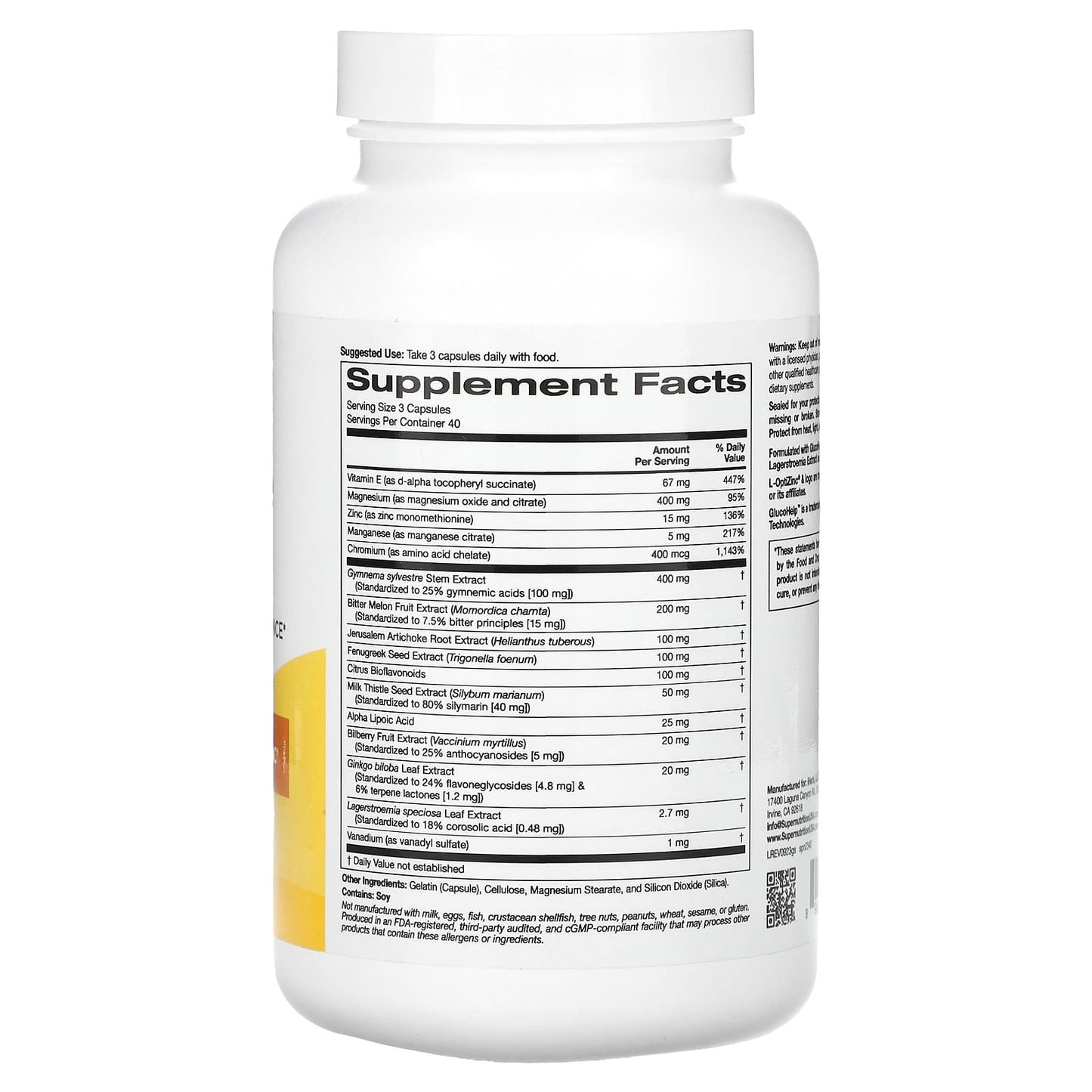 Blood Sugar Balance & Energy Support - 120 Veggie Capsules - Image 2