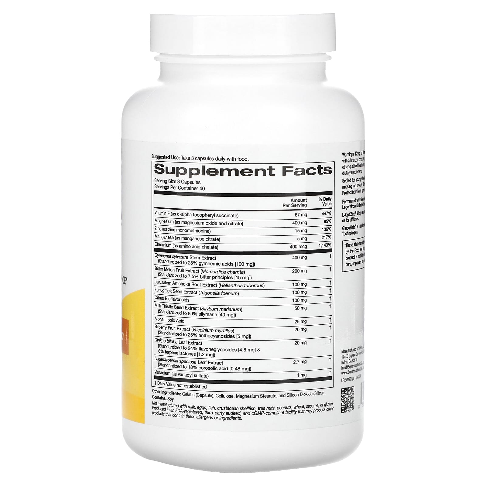 Blood Sugar Balance & Energy Support - 120 Veggie Capsules - Image 2
