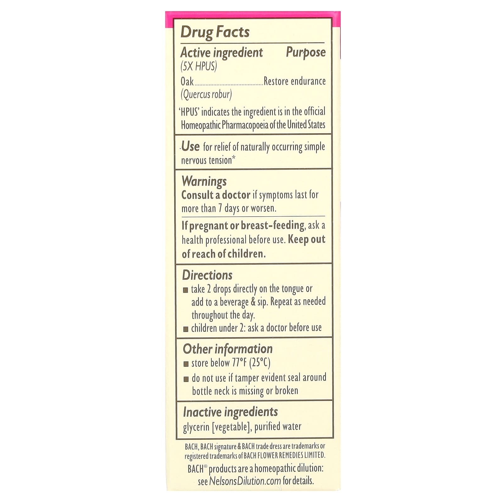Bach Original Oak Flower Remedy for Stress Relief, 0.35 fl oz (10 ml) - Image 2