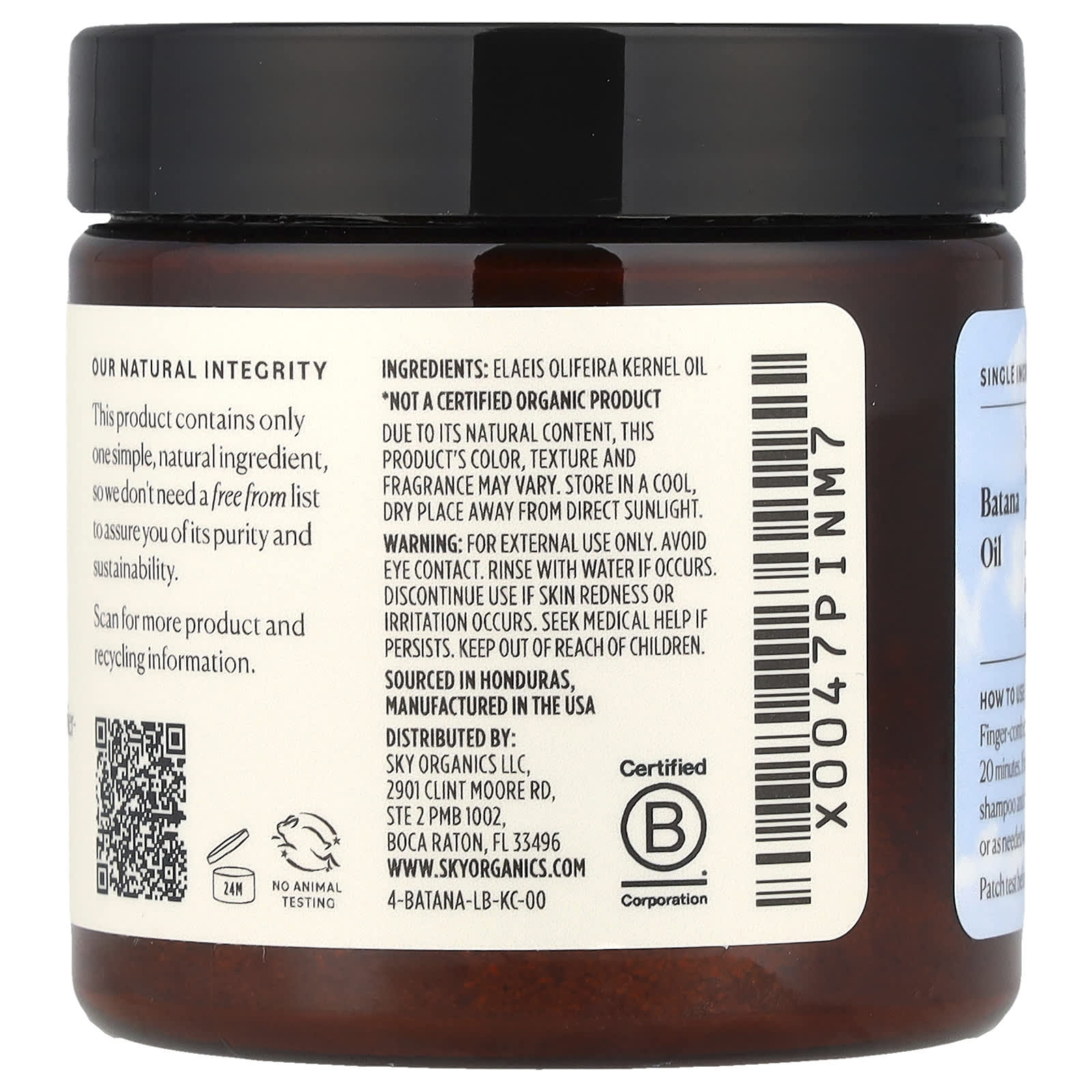 Sky Organics, 100% Raw & Unrefined Batana Oil, Hair & Scalp Nourishment, 4 fl oz (118 ml) - Image 2