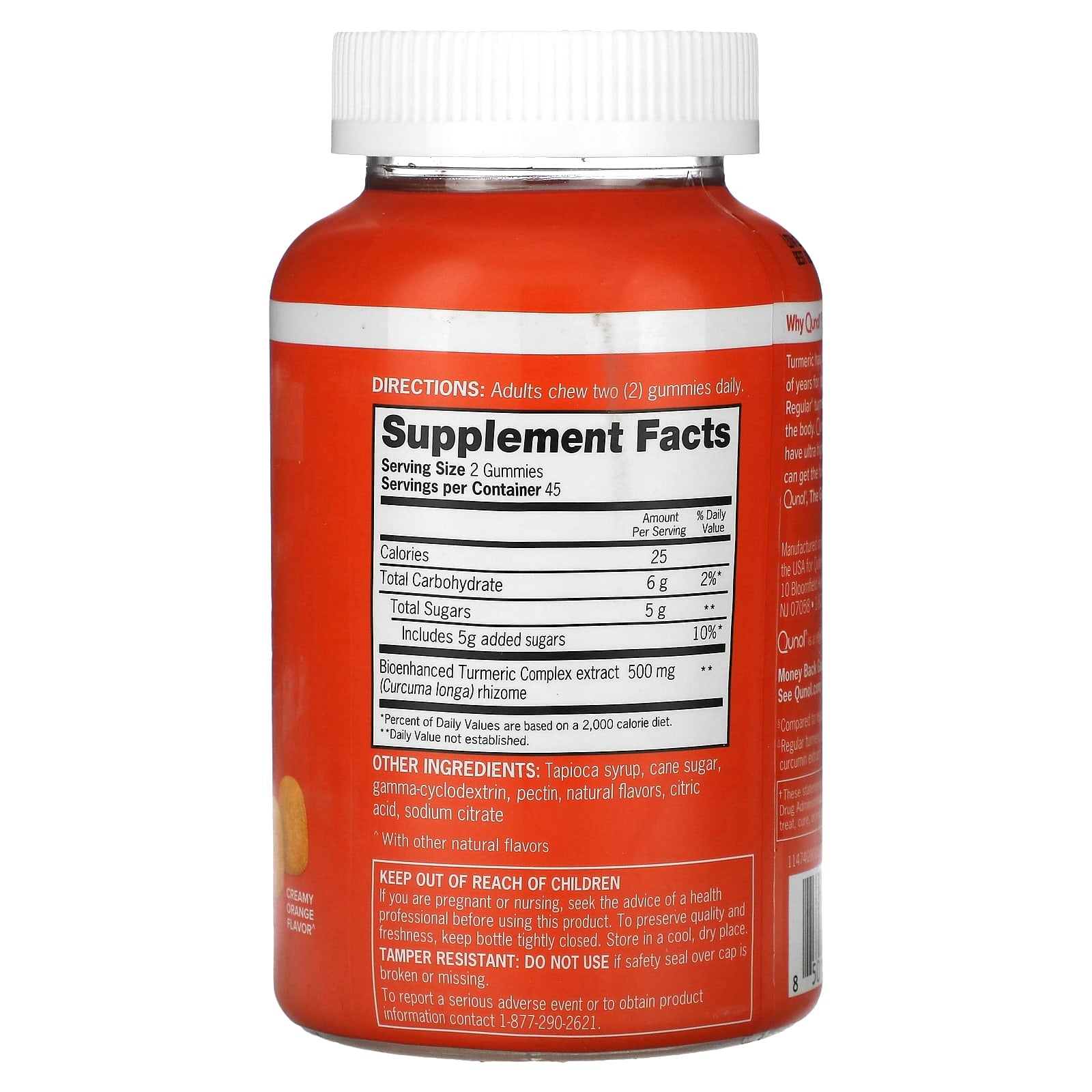 Qunol, Turmeric Gummies, Creamy Orange, 90 Gummies (250 mg per Gummy) - Image 2