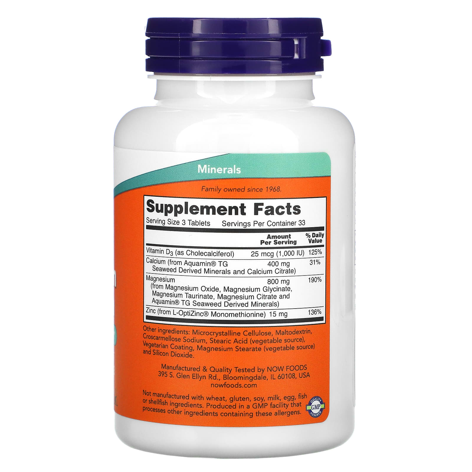 NOW Foods, Magnesium & Calcium, 100 Tablets - Image 2