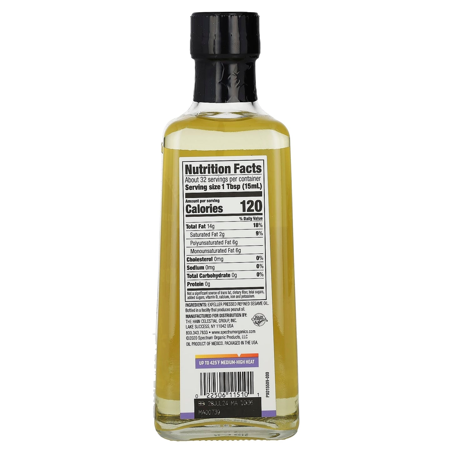 Spectrum Culinary, Sesame Oil, Refined , 16 fl oz (473 ml) - Image 2