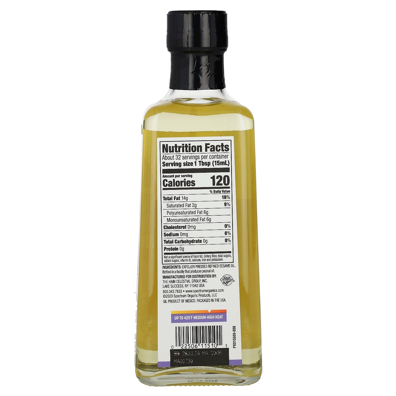 Spectrum Culinary, Sesame Oil, Refined , 16 fl oz (473 ml) - Image 2