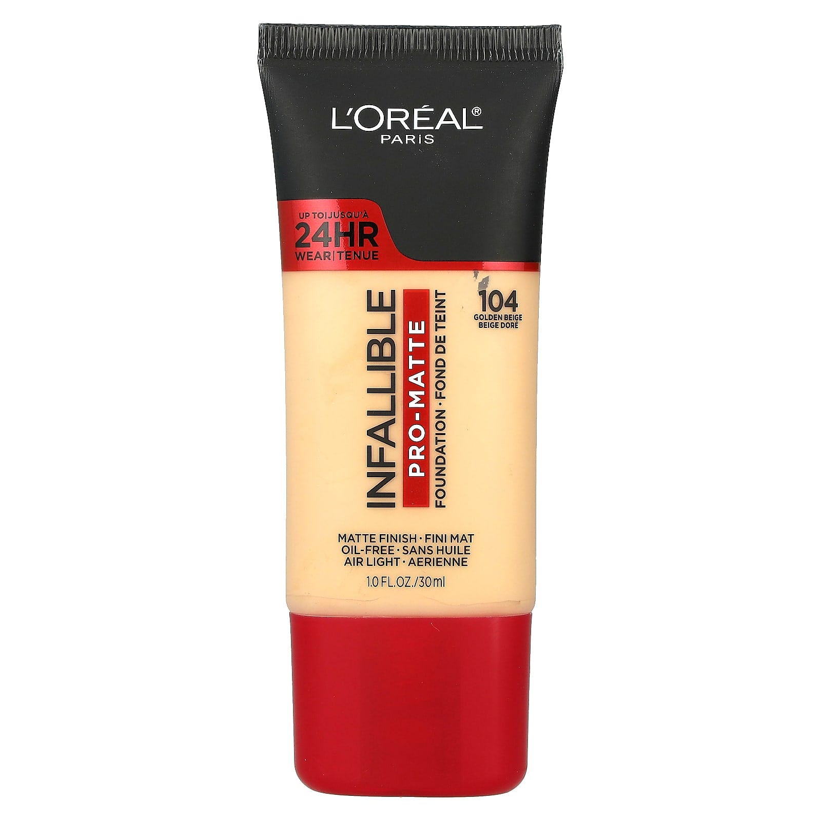 L'Oréal, Infallible, Pro-Matte Foundation, 104 Golden Beige, 1 fl oz (30 ml) - Image 1