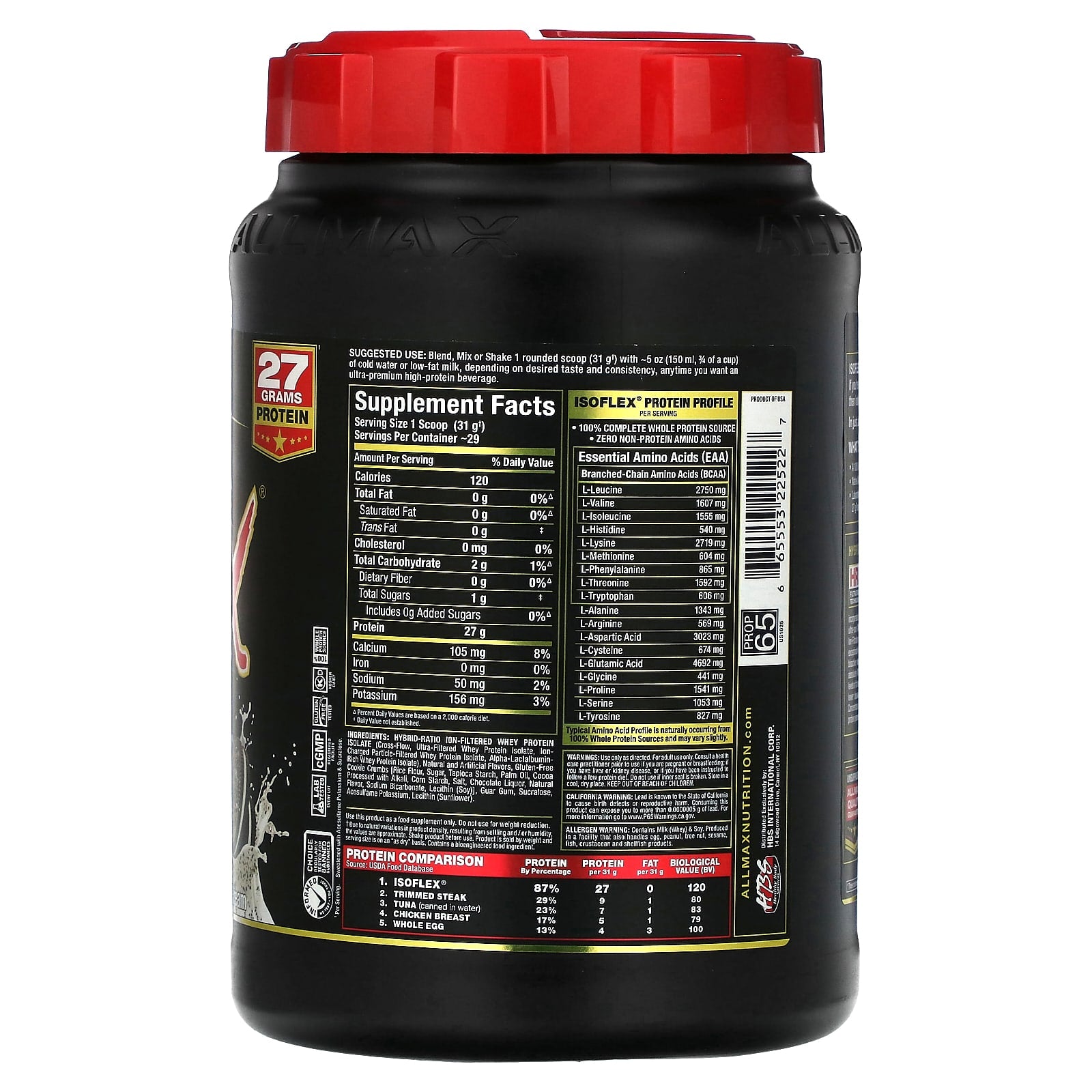 Cookies & Cream Whey Protein Isolate Powder - 2 lbs - Image 2