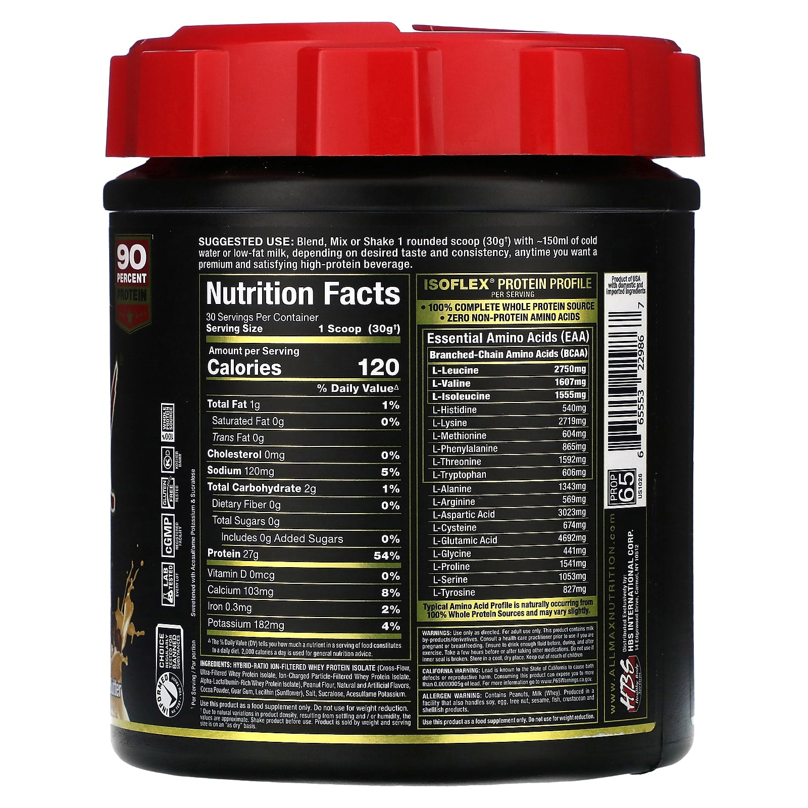 ALLMAX Isoflex Pure Whey Protein Isolate Chocolate Peanut Butter 0.9 lbs - Image 2