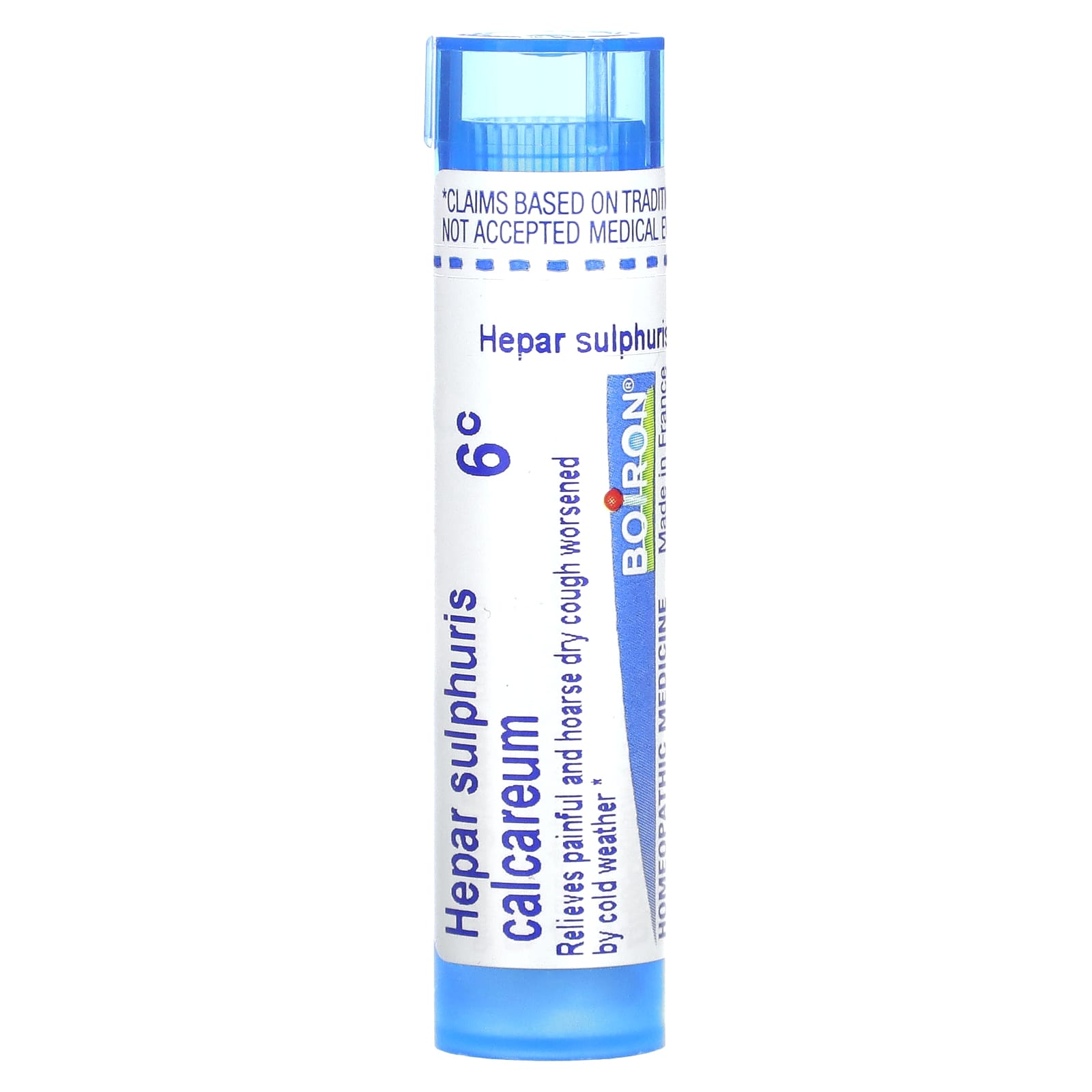 Boiron Hepar Sulphuris Calcareum 6C for Dry Cough Relief, 80 Pellets - Image 1