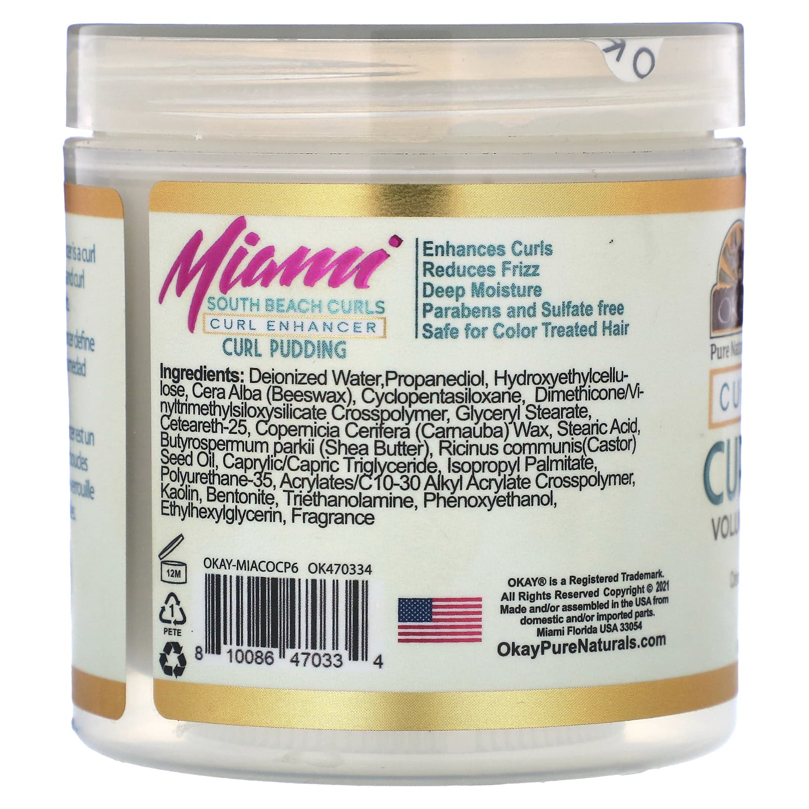 Okay Pure Naturals, Miami South Beach Curls, Curl Pudding, 6 oz (170 g) - Image 2