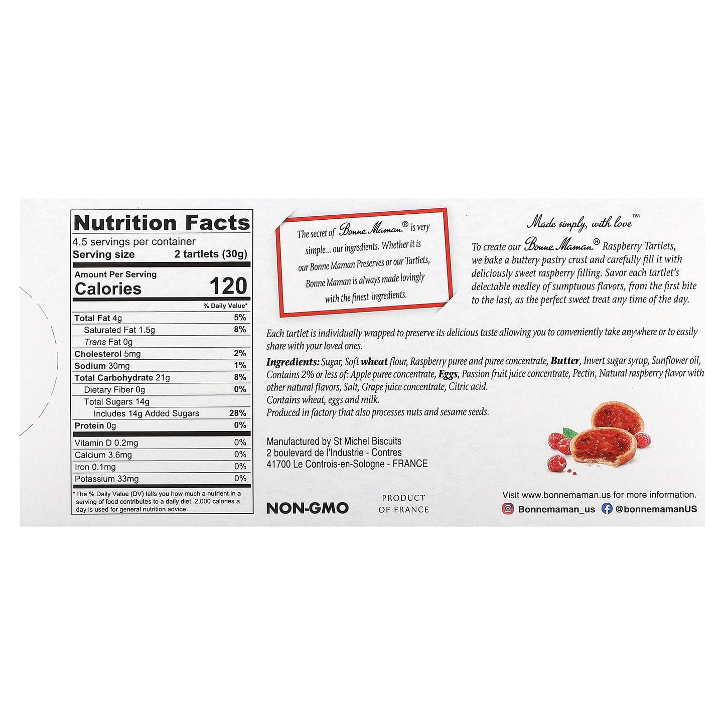 Bonne Maman Raspberry Tartlets, 9 Individually Wrapped Treats - Image 2