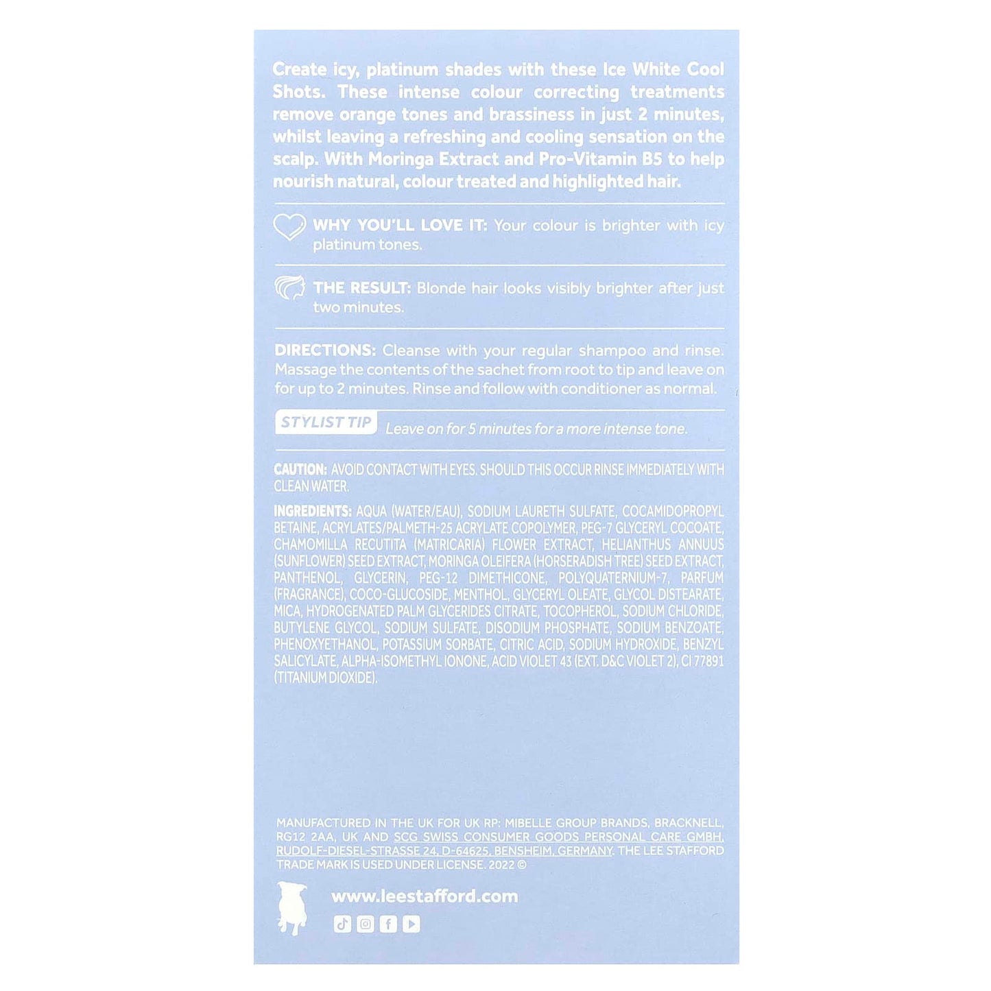 Lee Stafford, Bleach Blondes, Ice White Cool Shots, 4 Sachets, 0.5 fl oz (15 ml) - Image 2