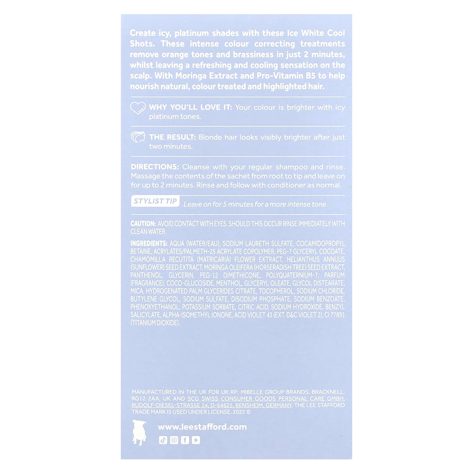 Lee Stafford, Bleach Blondes, Ice White Cool Shots, 4 Sachets, 0.5 fl oz (15 ml) - Image 2