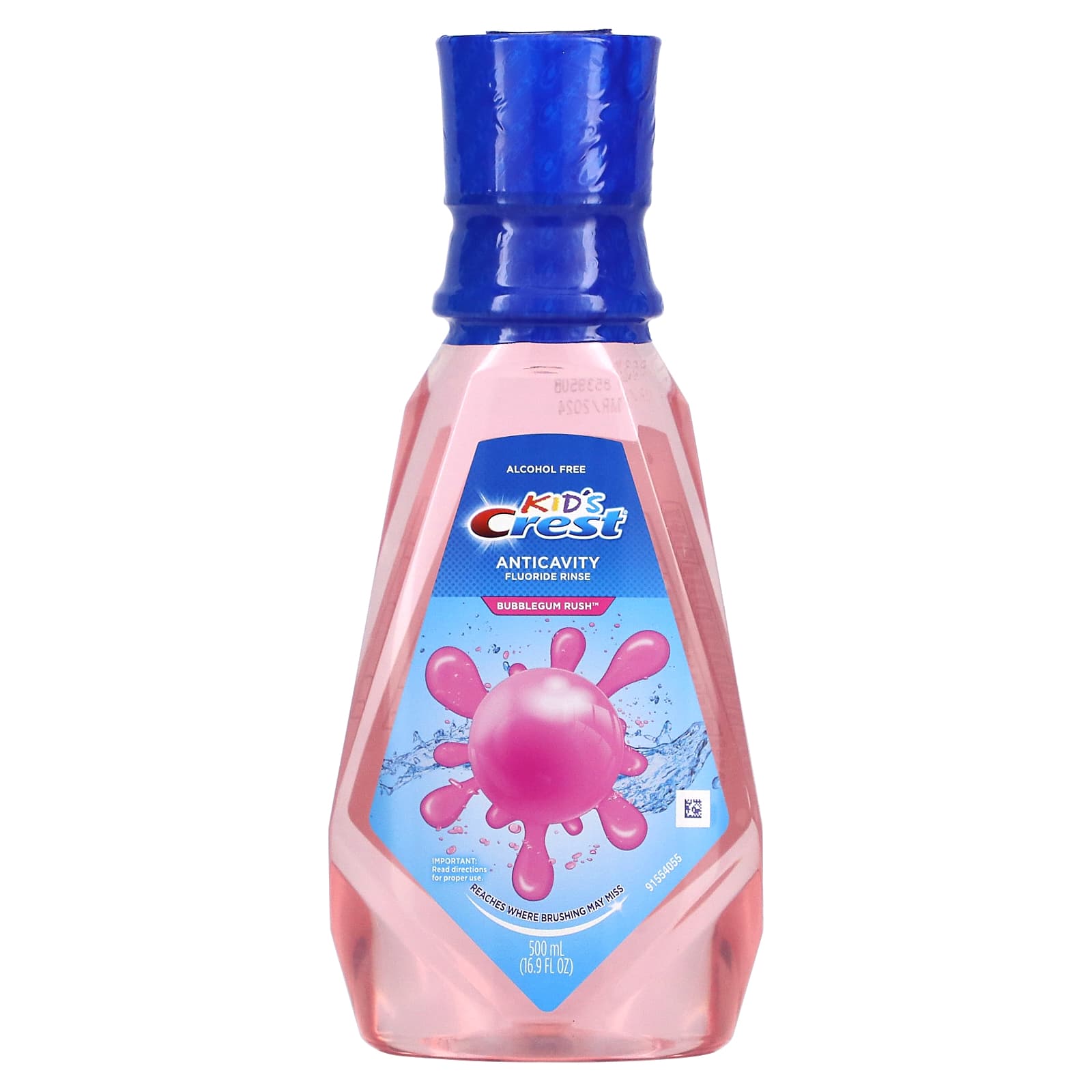 Crest Kid's Anticavity Fluoride Rinse, Bubblegum, Alcohol-Free, 16.9 oz - Image 1