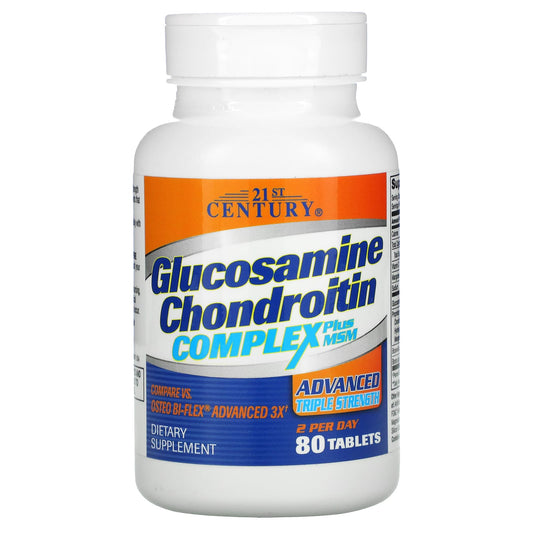 Glucosamine Chondroitin Complex Plus MSM Triple Strength - 80 Tablets | 21st Century - Image 1
