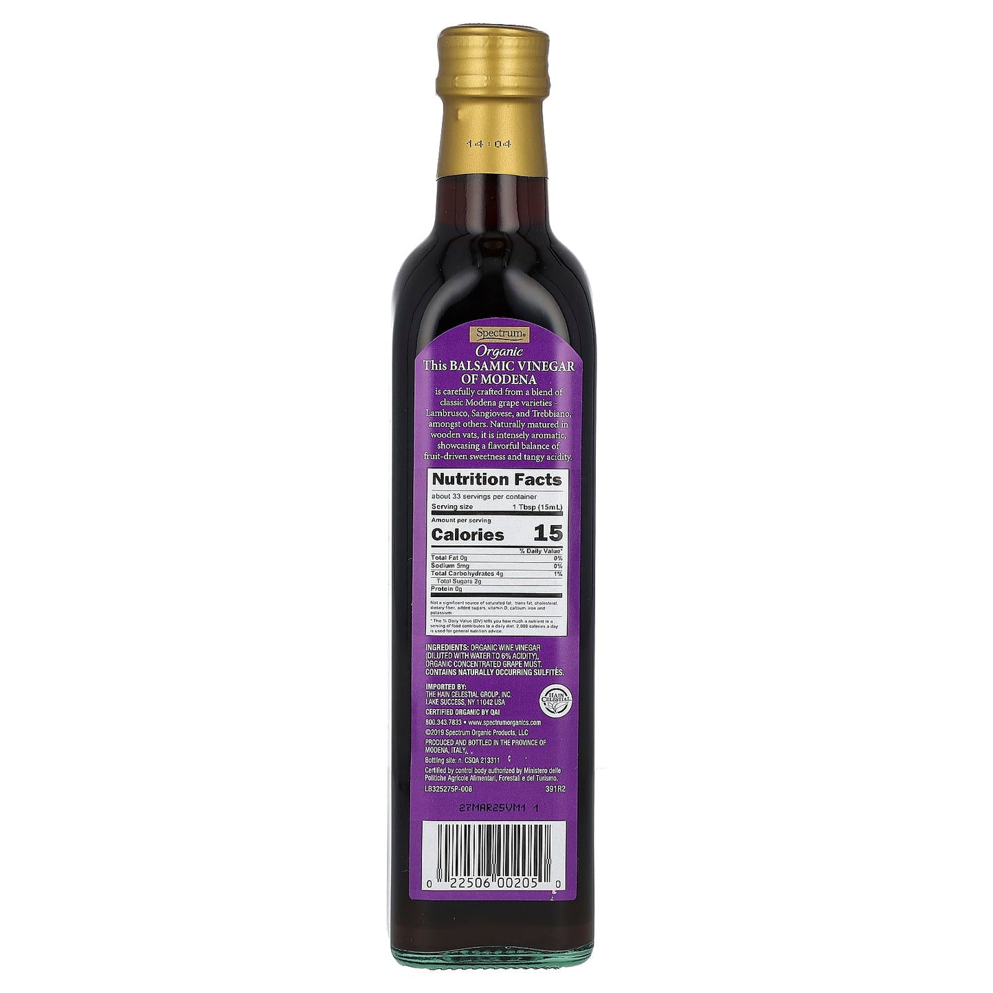 Spectrum Culinary, Organic Balsamic Vinegar of Modena, 16.9 fl oz (500 ml) - Image 2