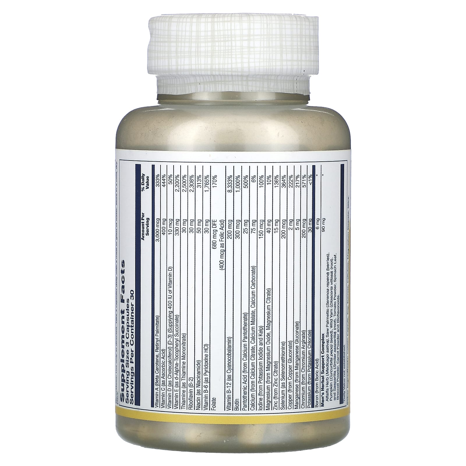 Solaray, Men's Golden Multivitamin, 90 Capsules - Image 2