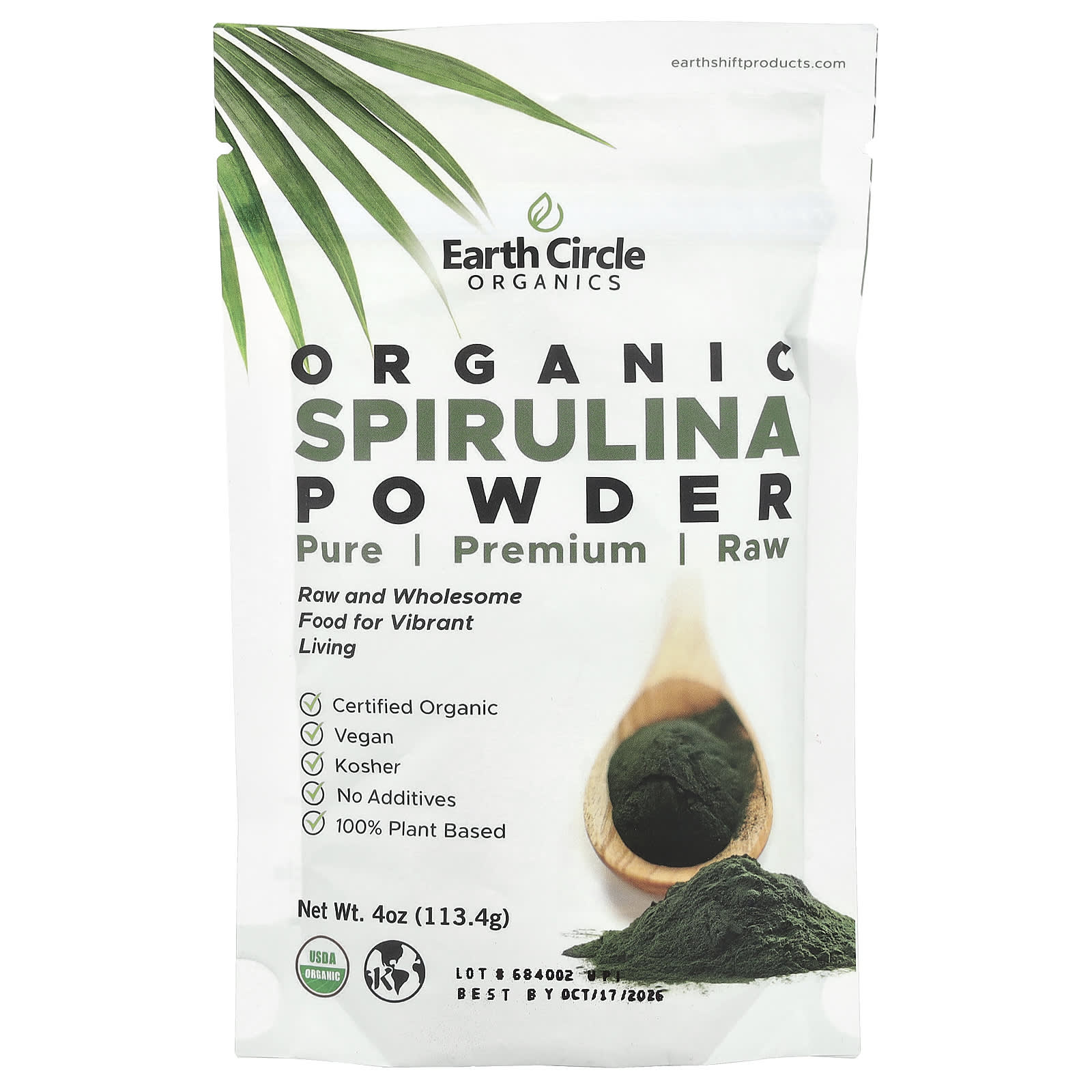 Certified Organic Spirulina Powder by Earth Circle Organics - 4 oz (113.4g) - Image 1