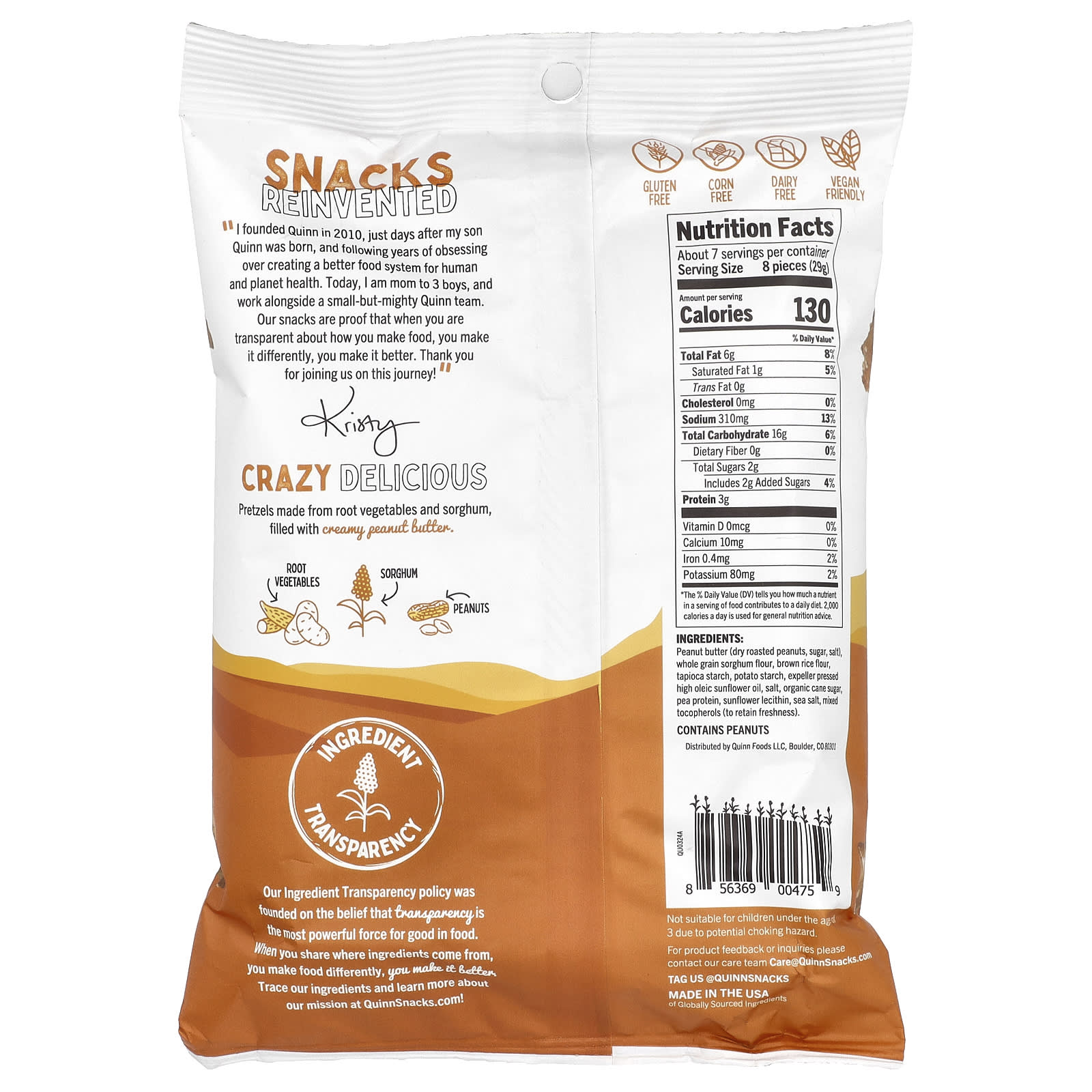 Quinn Snacks, Filled Pretzel Nuggets, Creamy Peanut Butter ,  7 oz (198 g) - Image 2