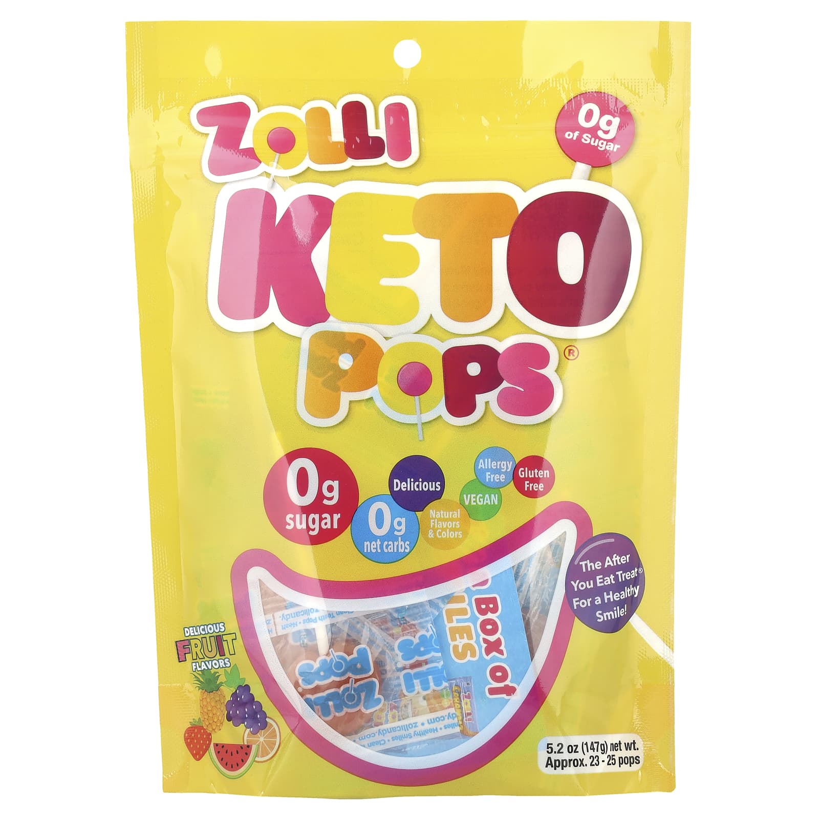 Zollipops, Keto Pops®, Fruit, Approx. 23-25 Pops, 5.2 oz (147 g) - Image 1