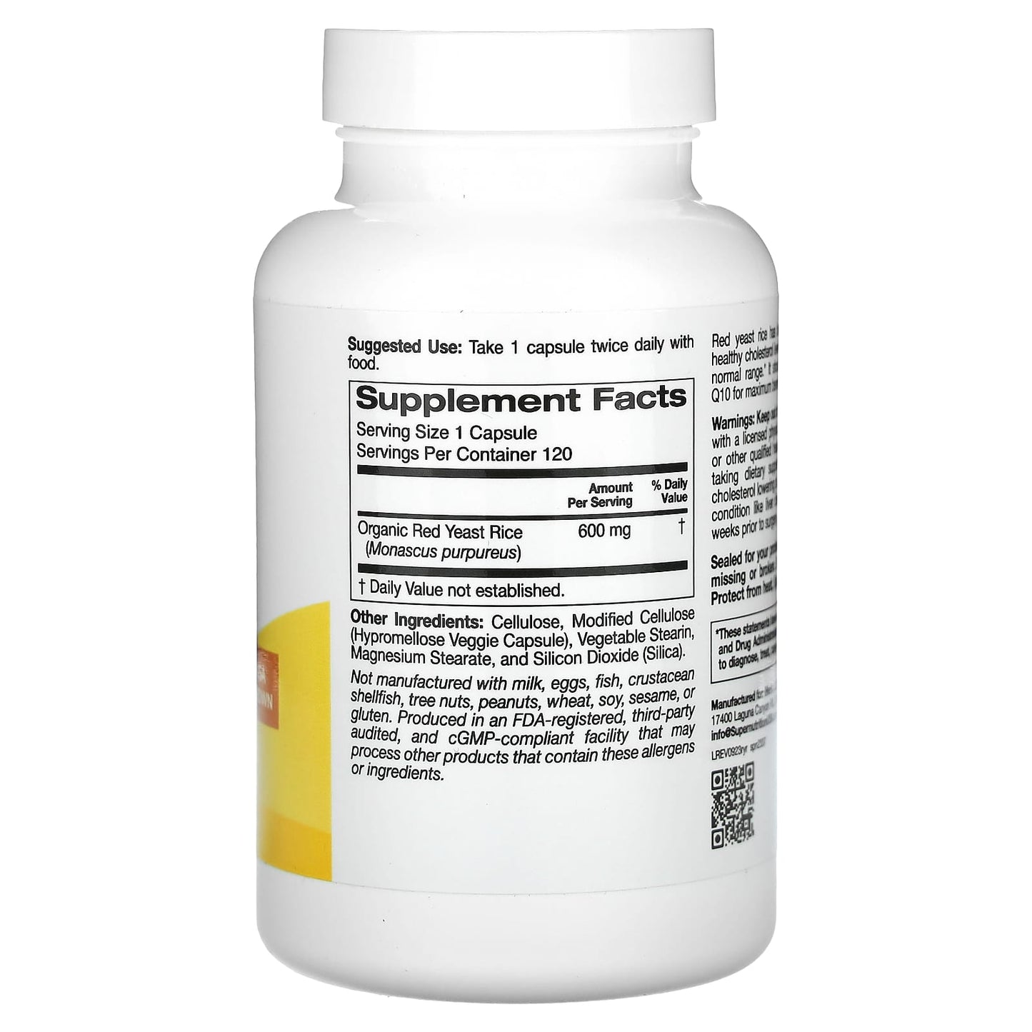 Red Yeast Rice Supplement 600mg - Gluten Free & Vegetarian - Image 2