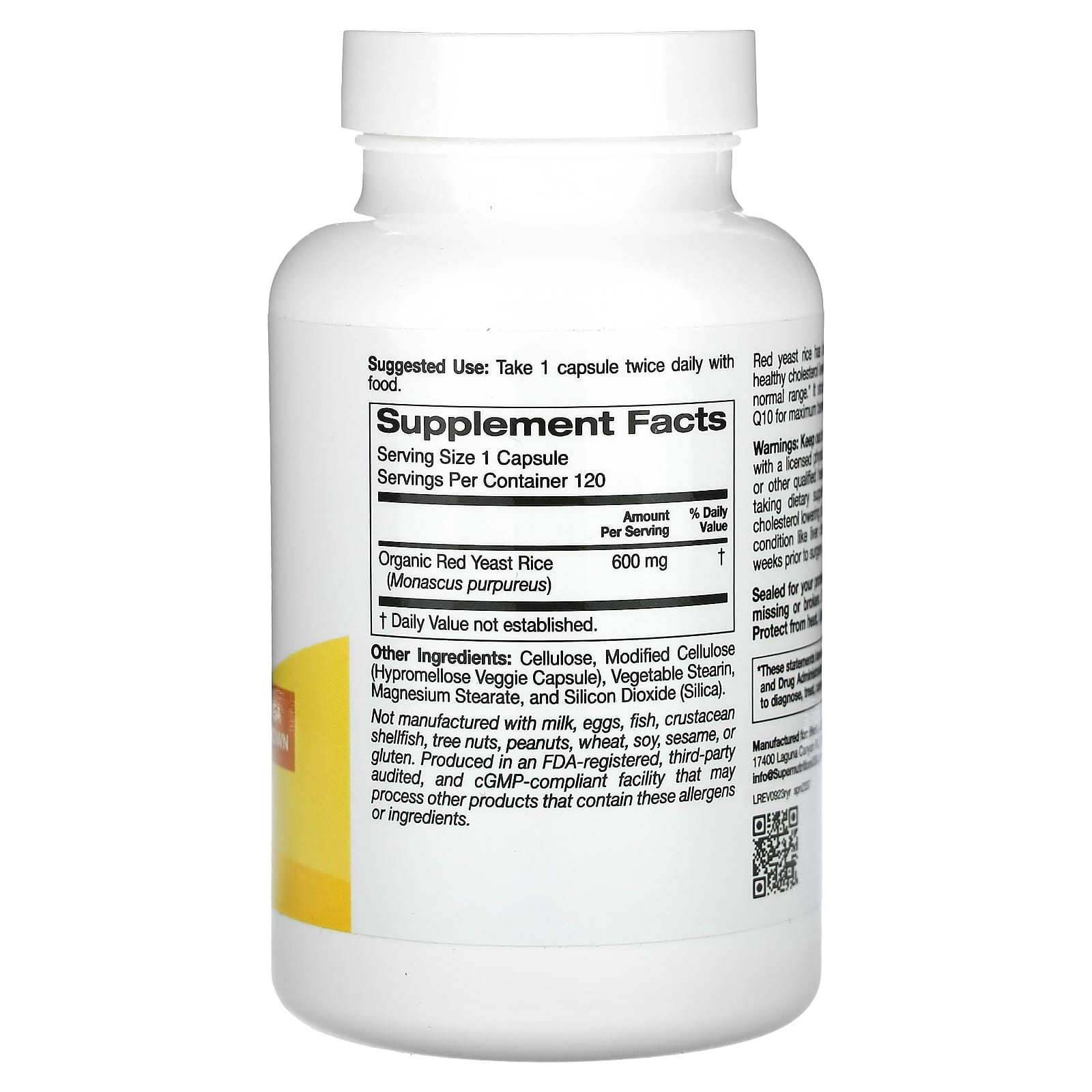 Red Yeast Rice Supplement 600mg - Gluten Free & Vegetarian - Image 2