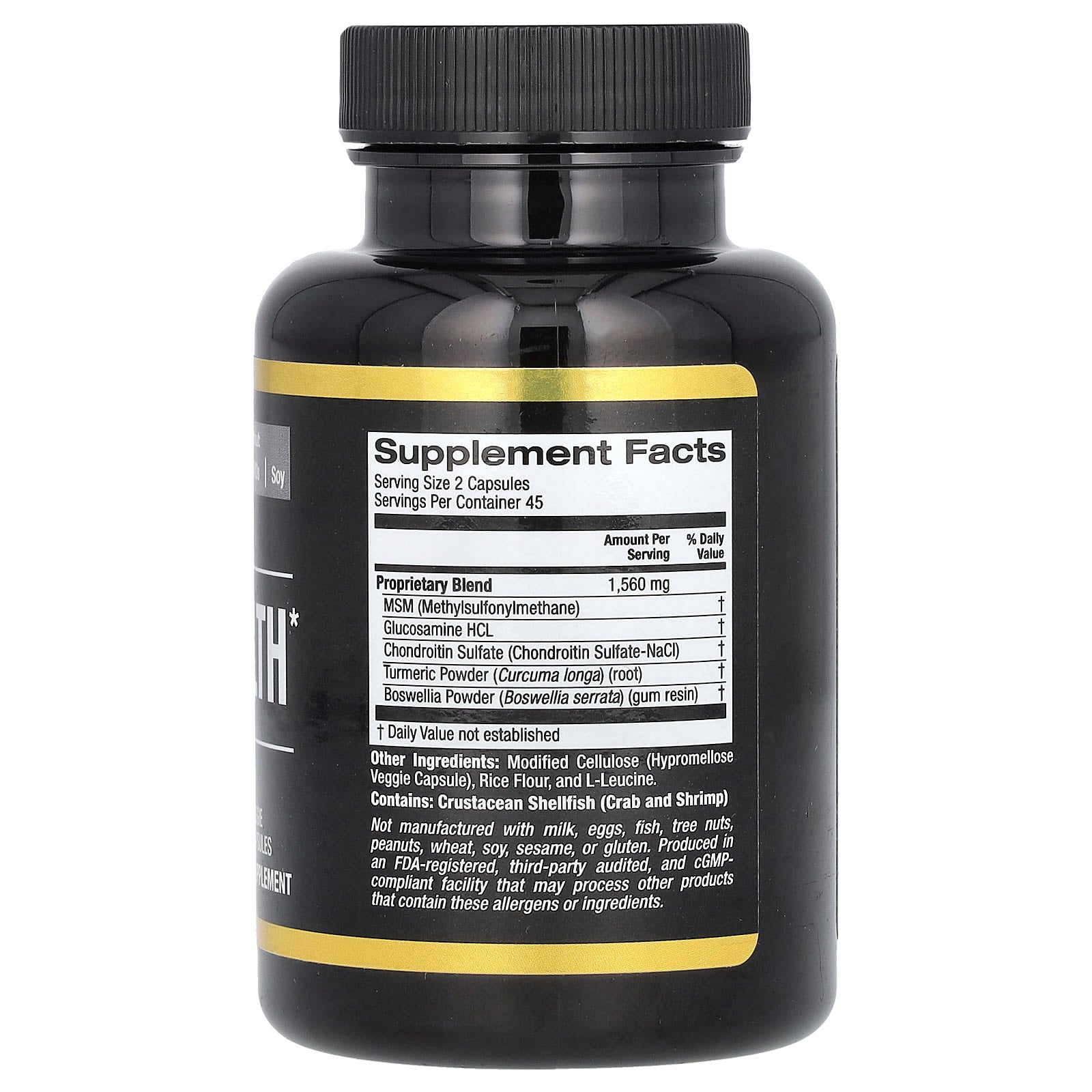 California Gold Nutrition Sport Joint Health Supplement - 90 Veggie Capsules - Image 2