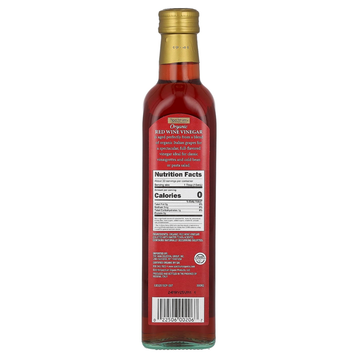 Spectrum Culinary, Organic Red Wine Vinegar, 16.9 fl oz (500 ml) - Image 2