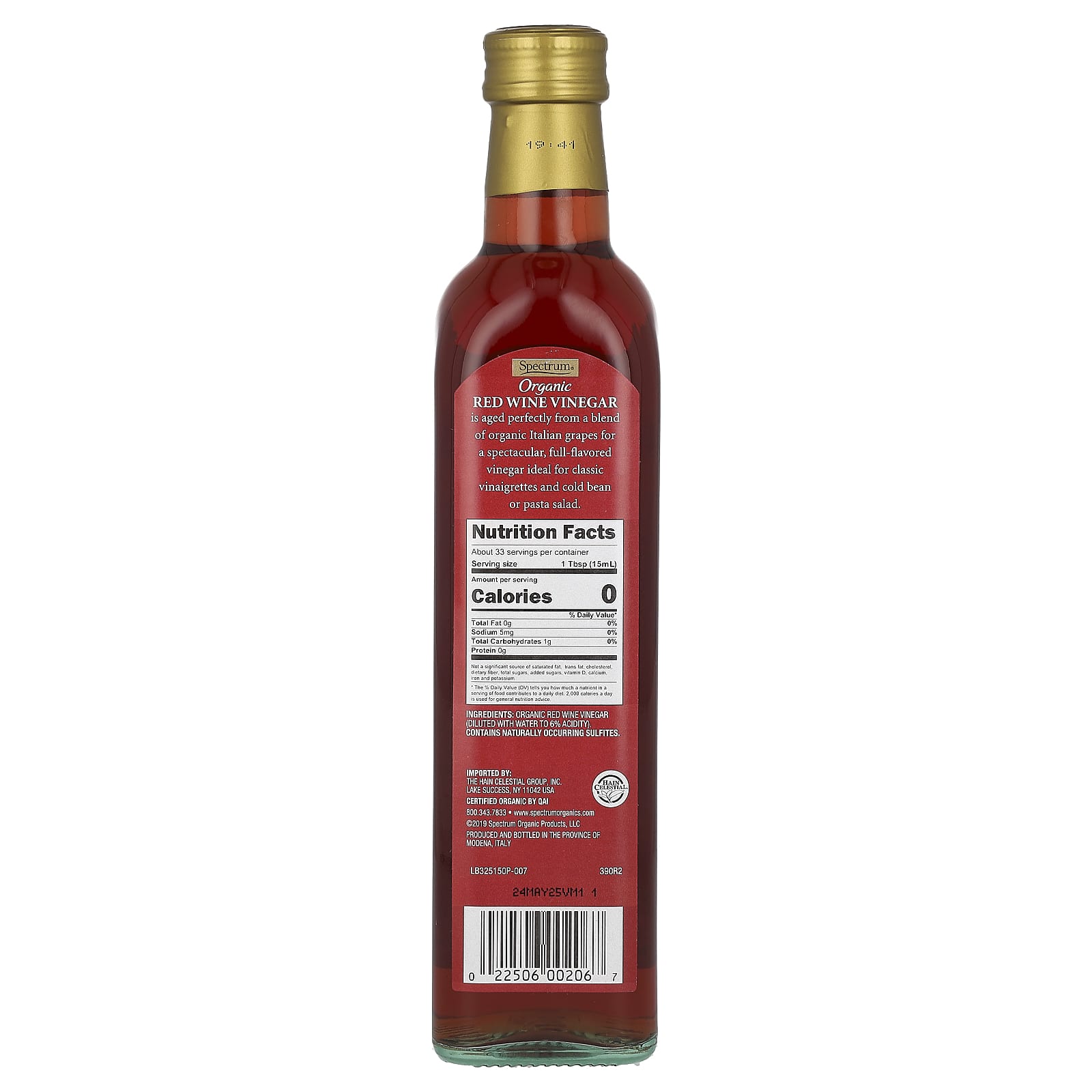 Spectrum Culinary, Organic Red Wine Vinegar, 16.9 fl oz (500 ml) - Image 2